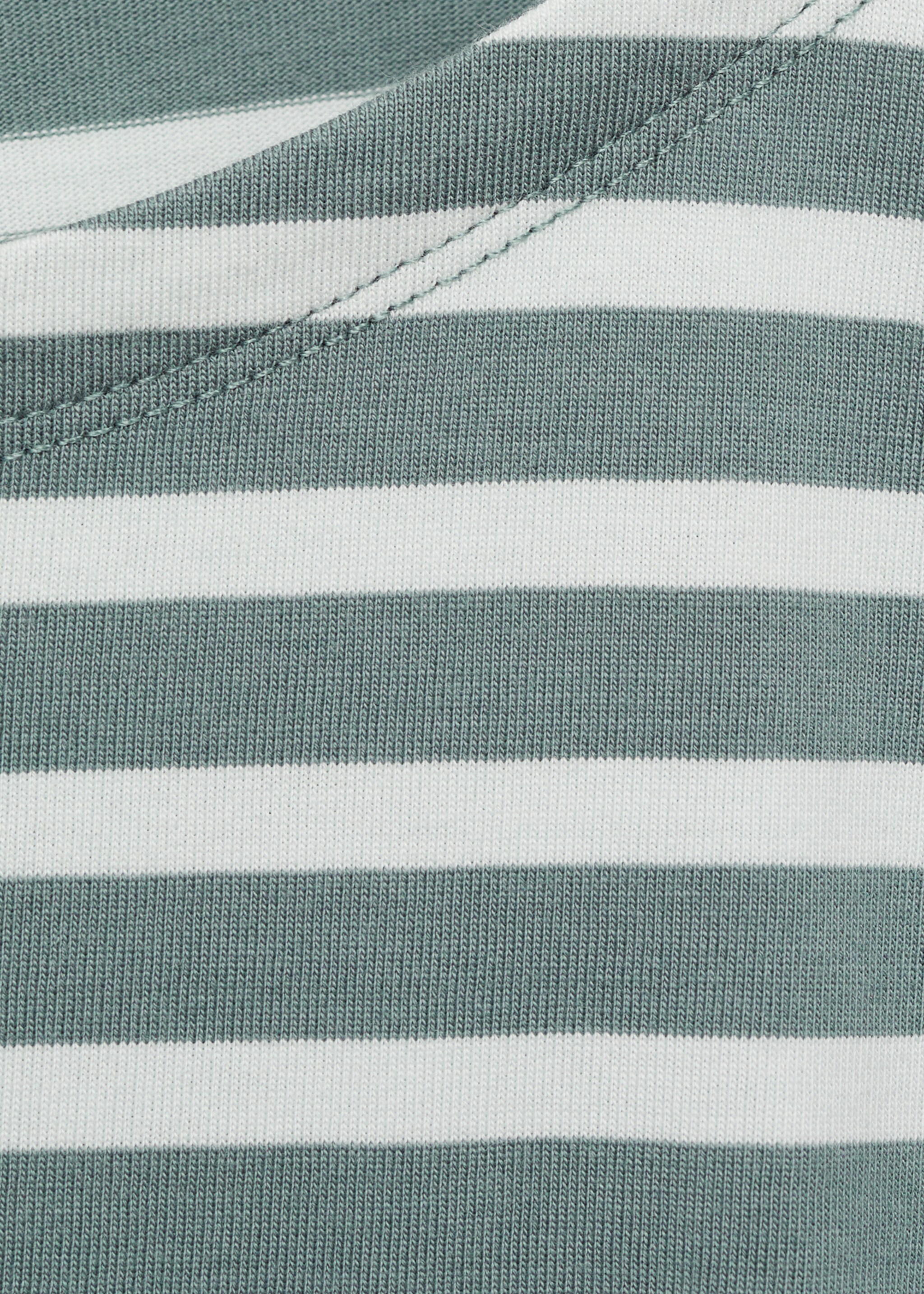 Woven cotton striped t-shirt - Details of the article 8, Green. Ref: 87092895-00.