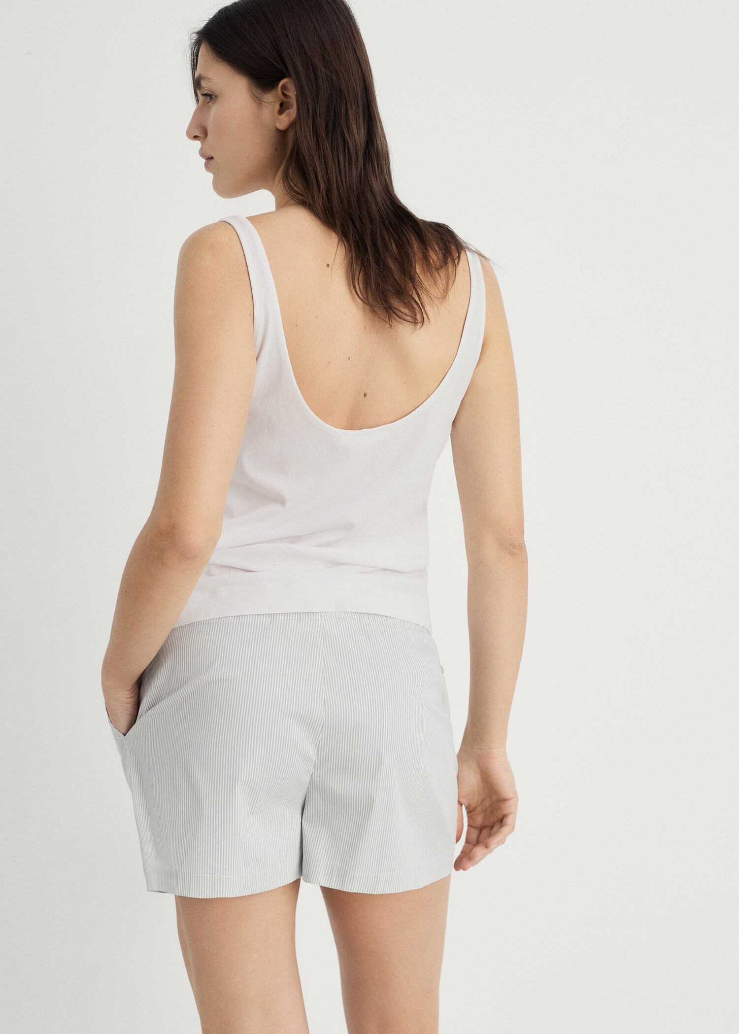 Short pyjama à rayures détail élastique - Verso de l’article