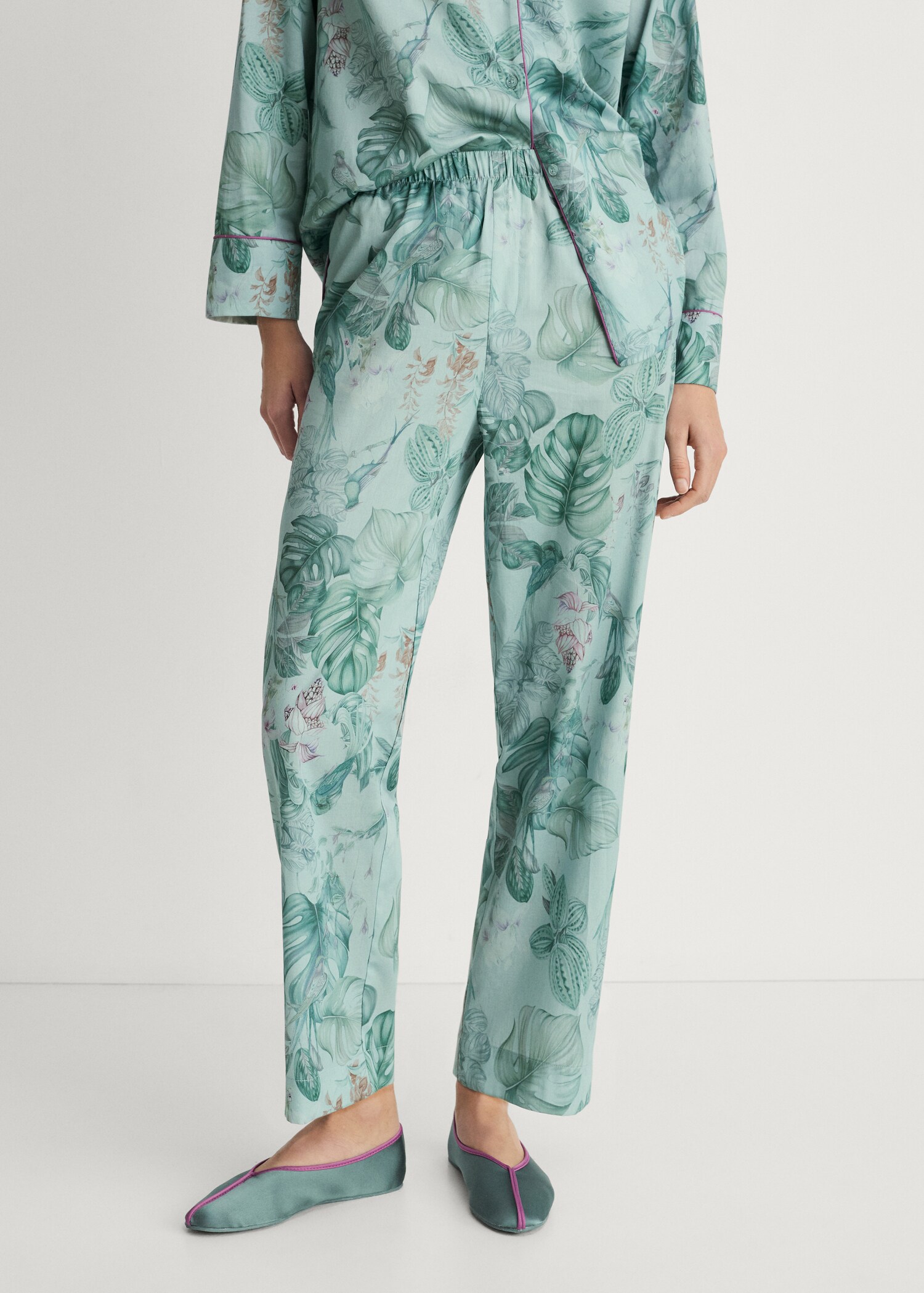 Tropical-print pyjama trousers - Medium plane