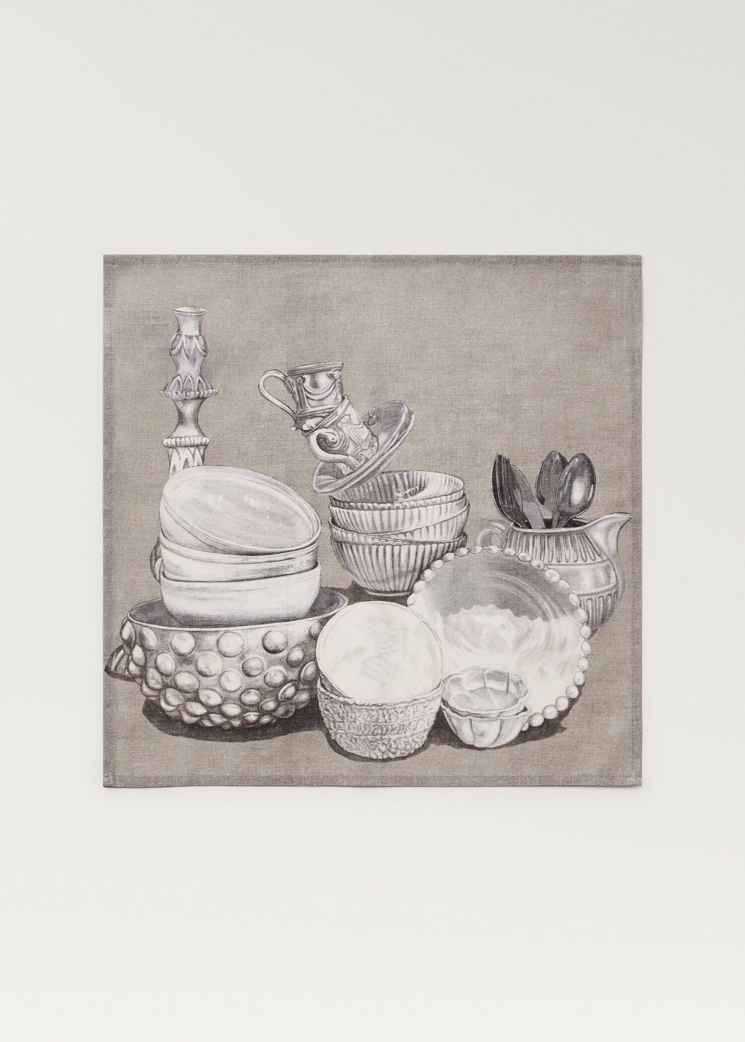 Cotton linen napkins with tableware print - Article without model