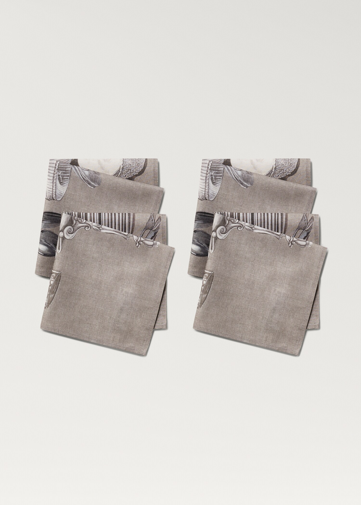 Cotton linen napkins with tableware print - Details of the article 2