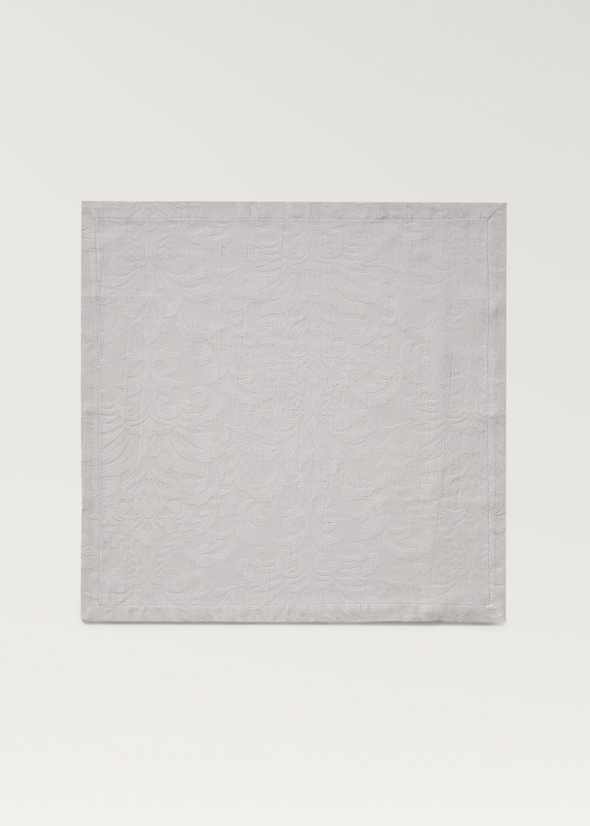 Cotton jacquard floral napkins - Article without model, Grey. Ref: 87092949-00.
