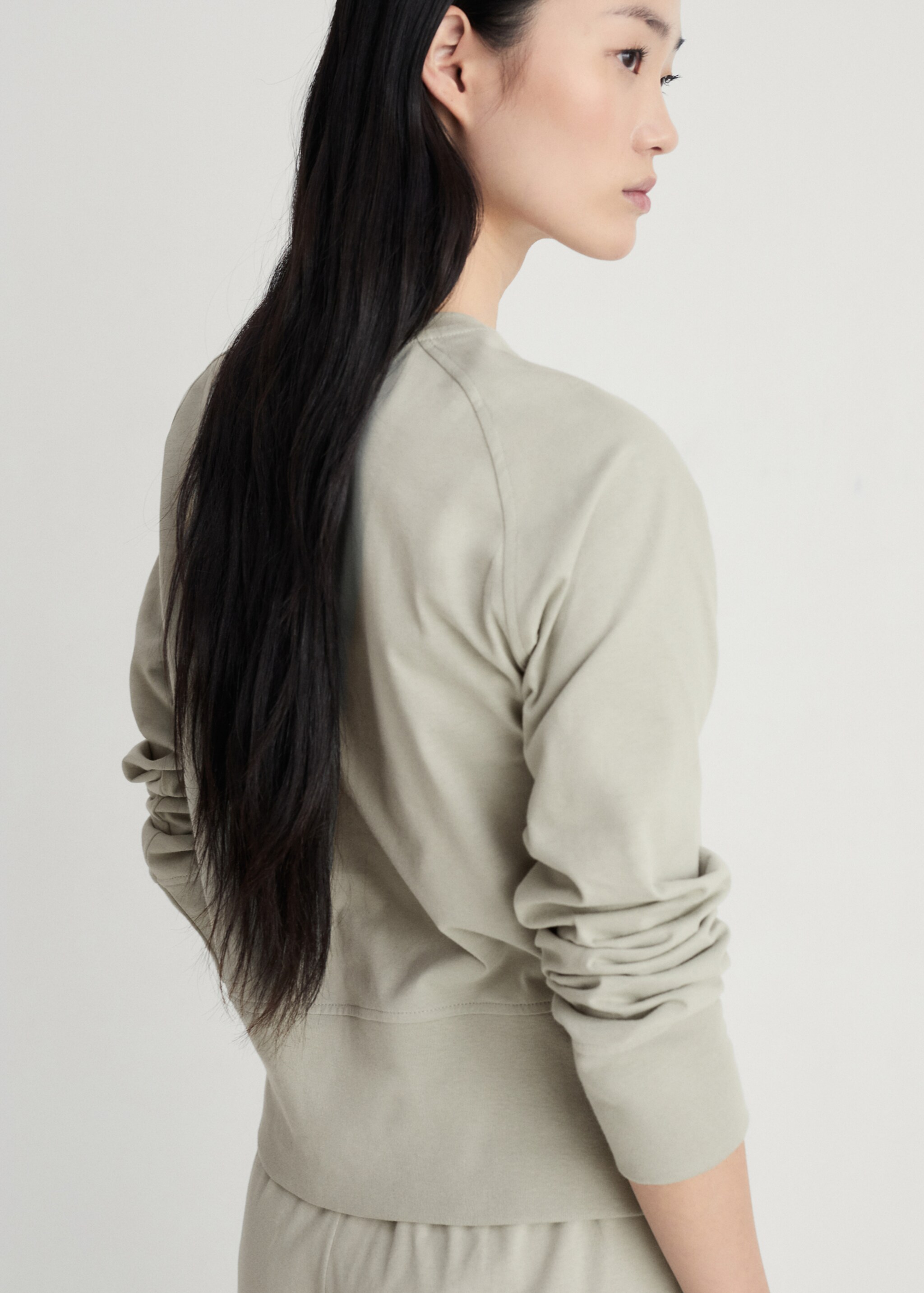 Cotton sweatshirt with soft finish - Reverse of the article, Aqua Green. Ref: 87092970-00.