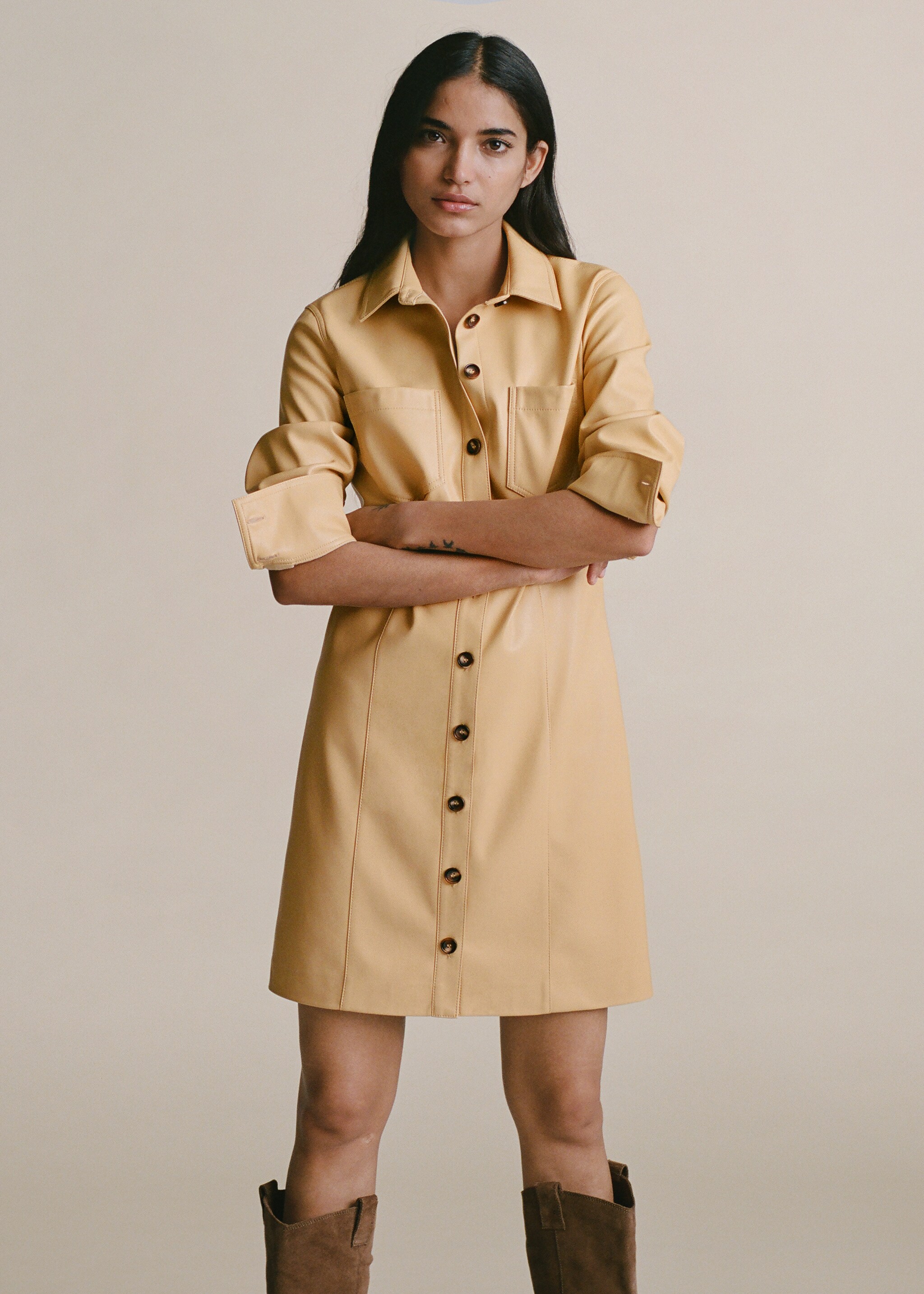 Vestido camisero efecto piel - Detalle del artículo 5