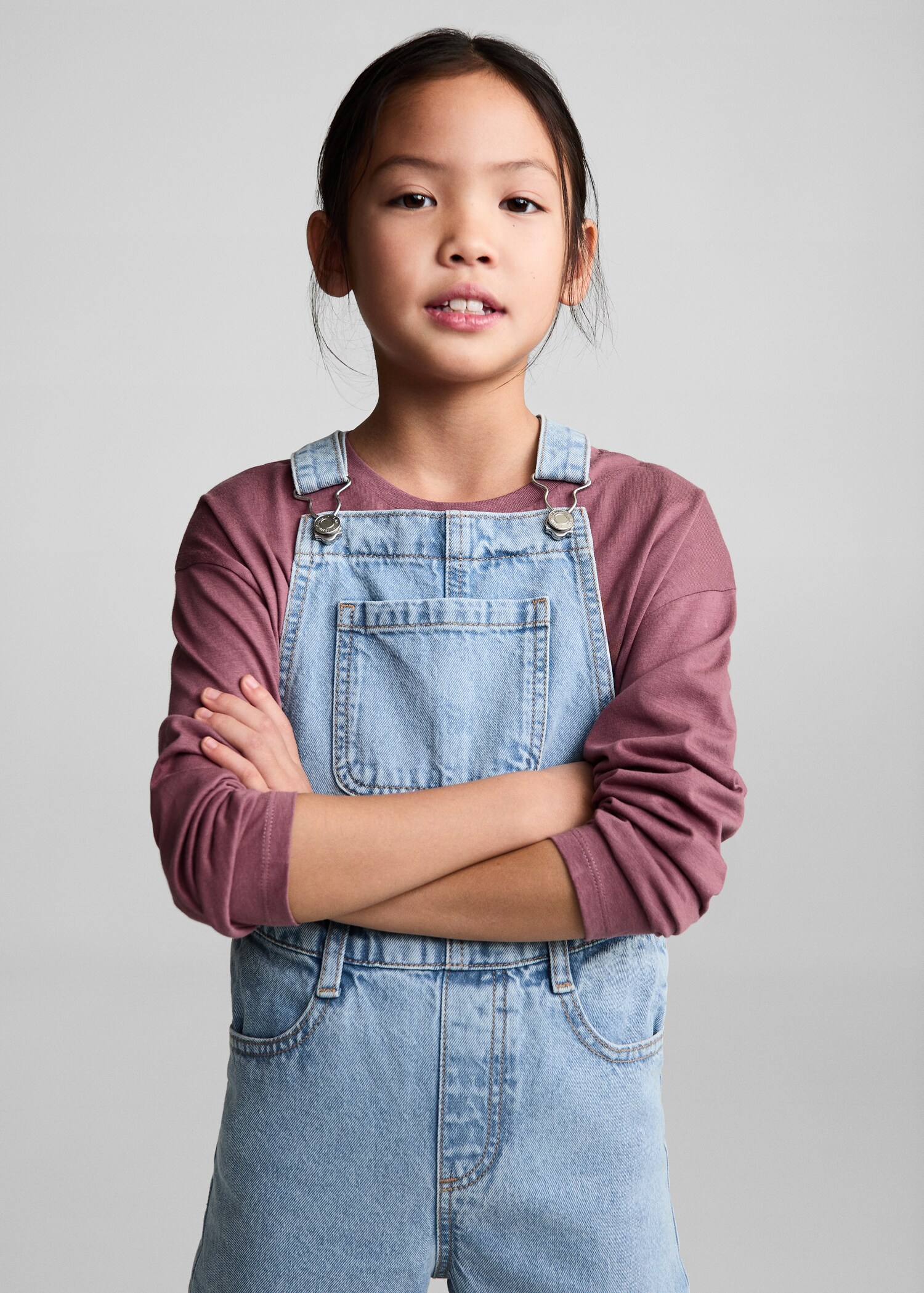 Long denim dungarees - Medium plane