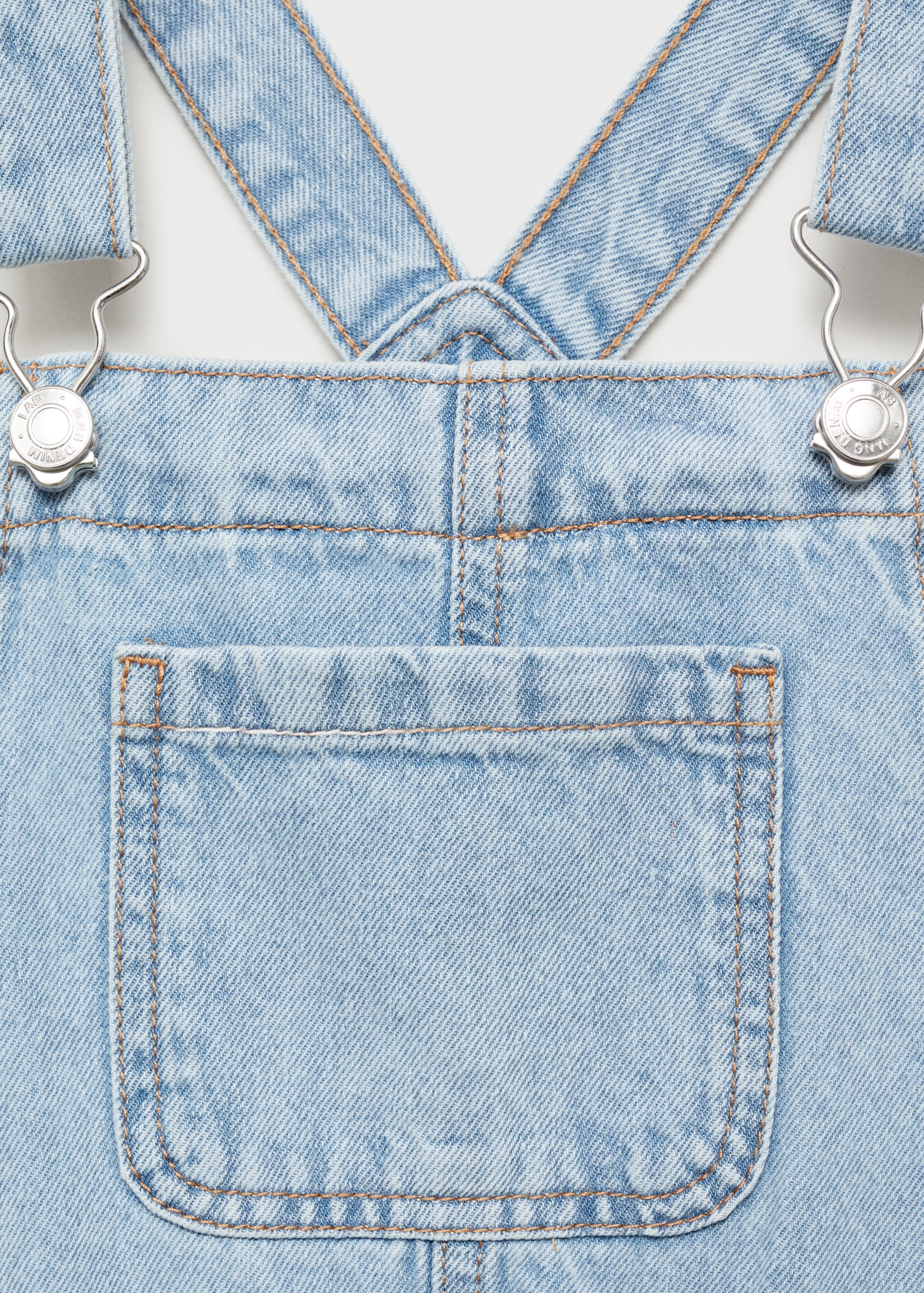 Long denim dungarees - Details of the article 8, Medium Blue. Ref: 87093269-00.
