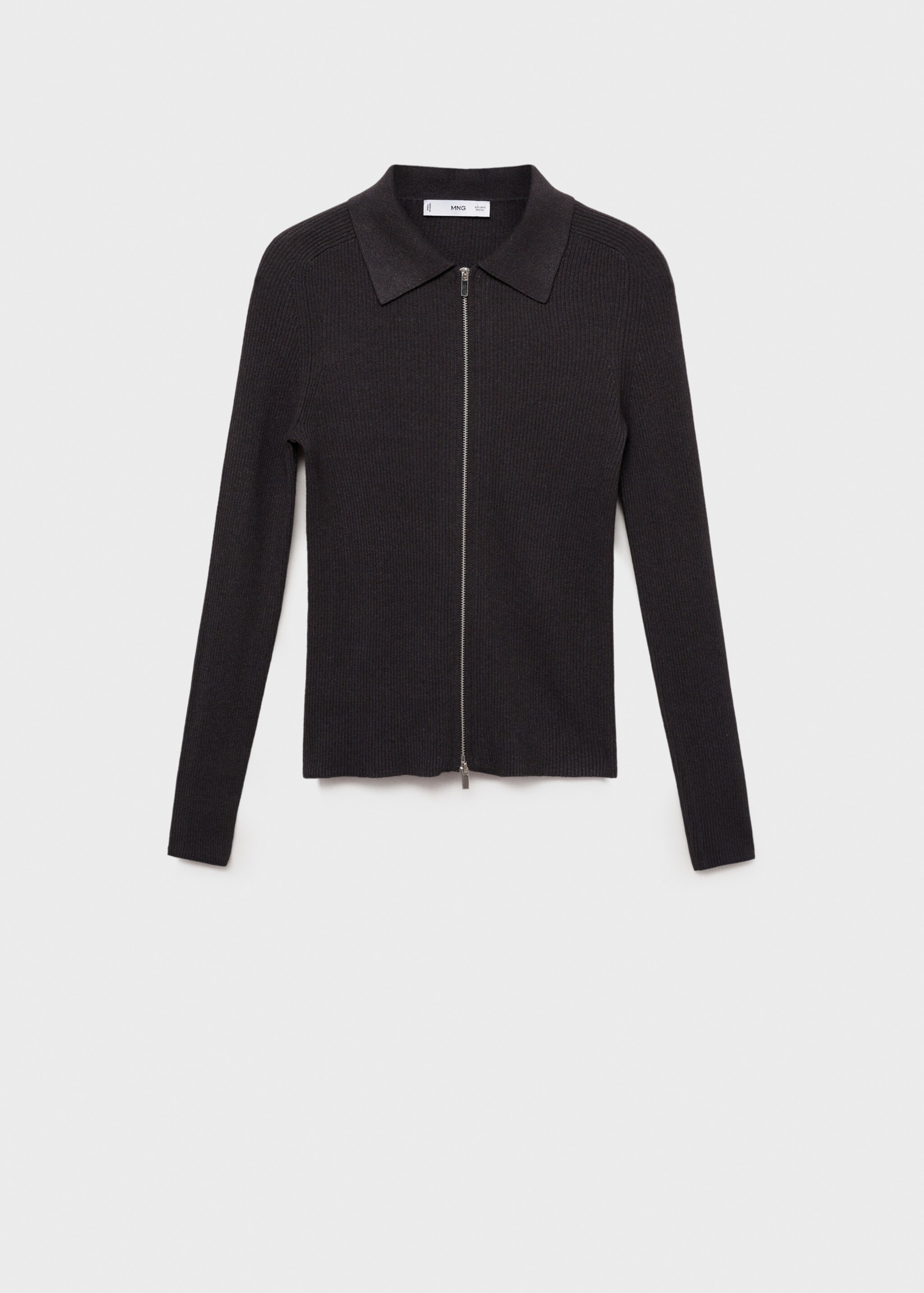 Zipped knit cardigan - Article without model, Dark Grey. Ref: 87093276-00.