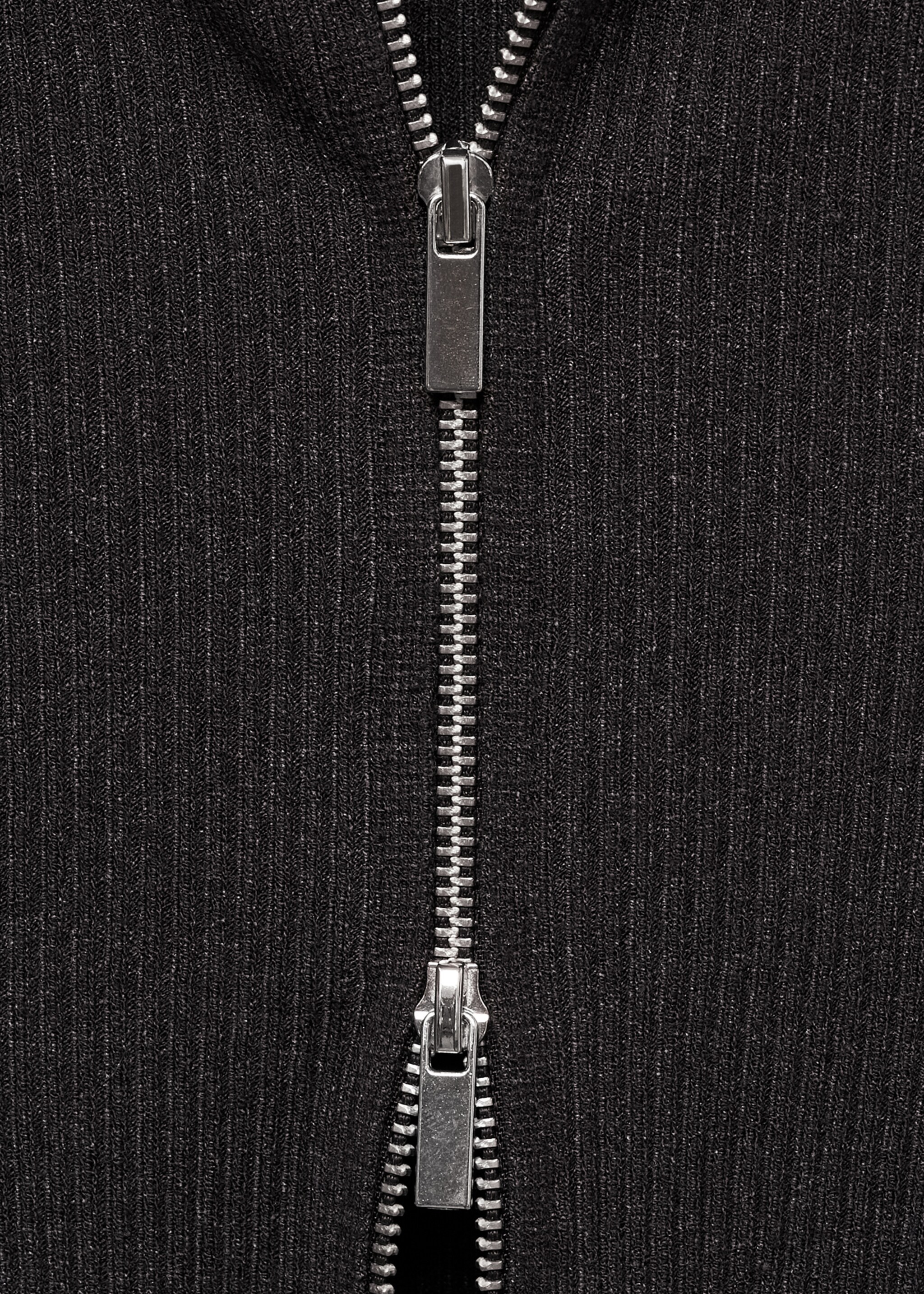 Zipped knit cardigan - Details of the article 0, Dark Grey. Ref: 87093276-00.