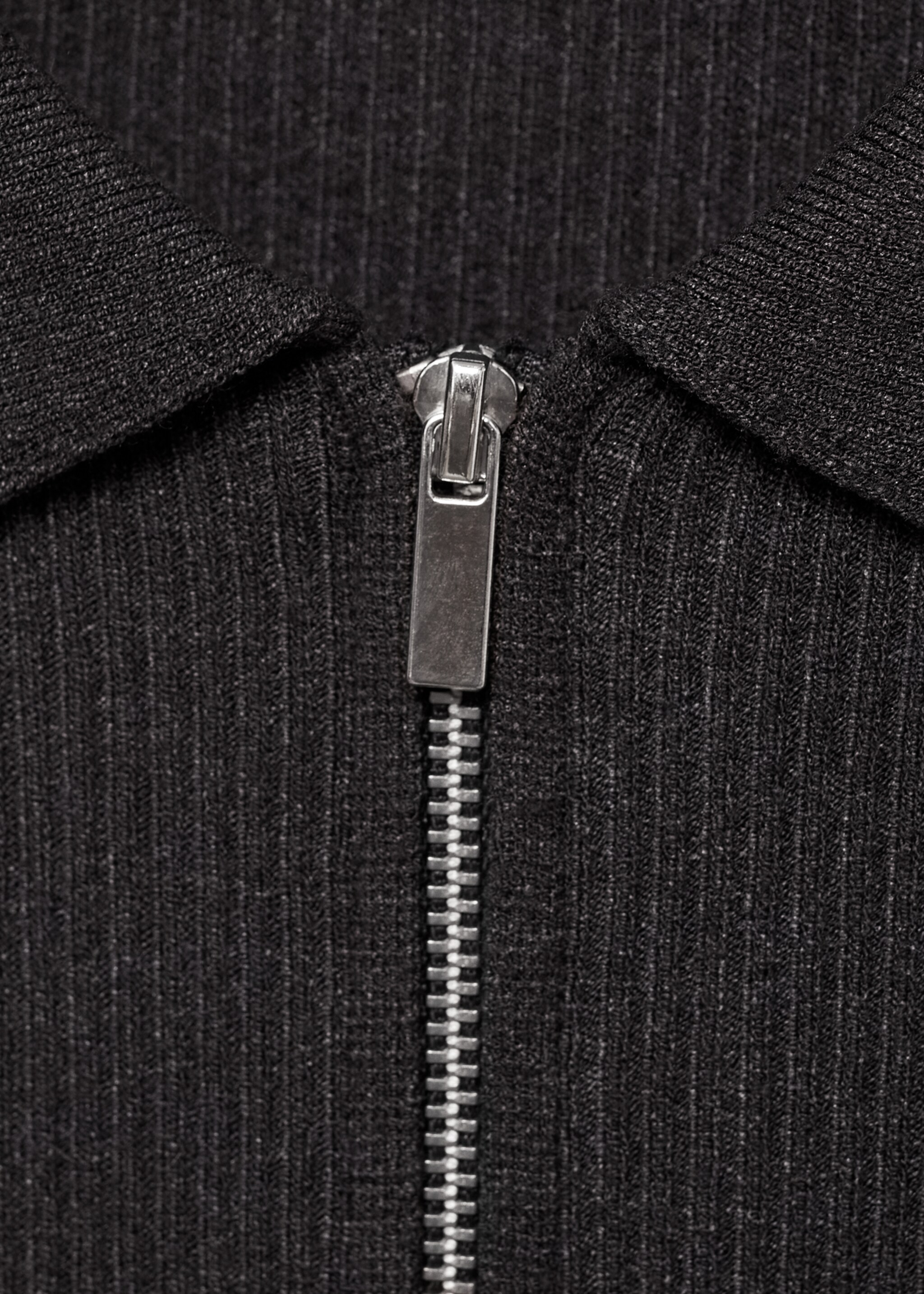 Zipped knit cardigan - Details of the article 8, Dark Grey. Ref: 87093276-00.
