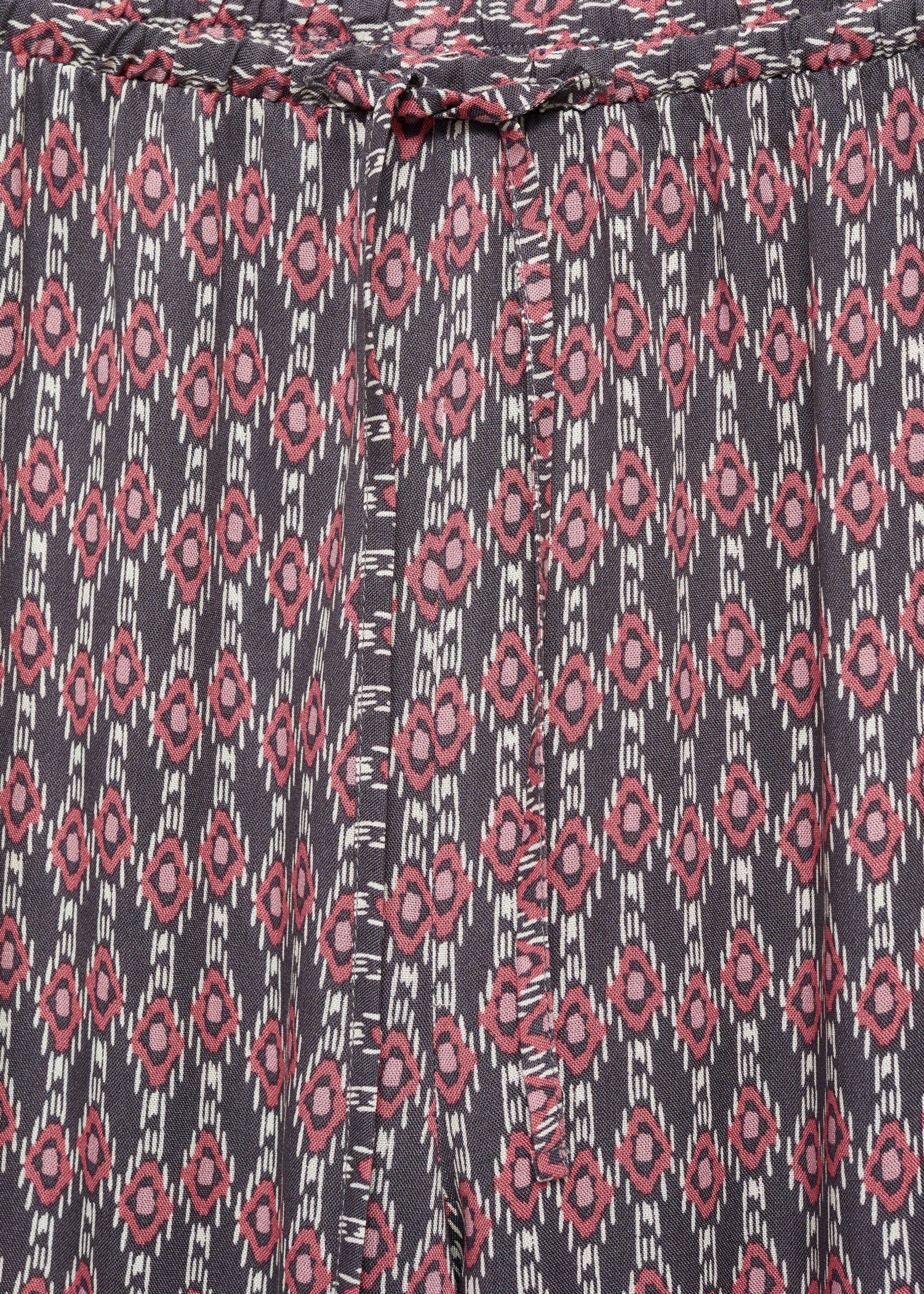 Flowy printed trousers - Details of the article 8, Maroon. Ref: 87093278-00.