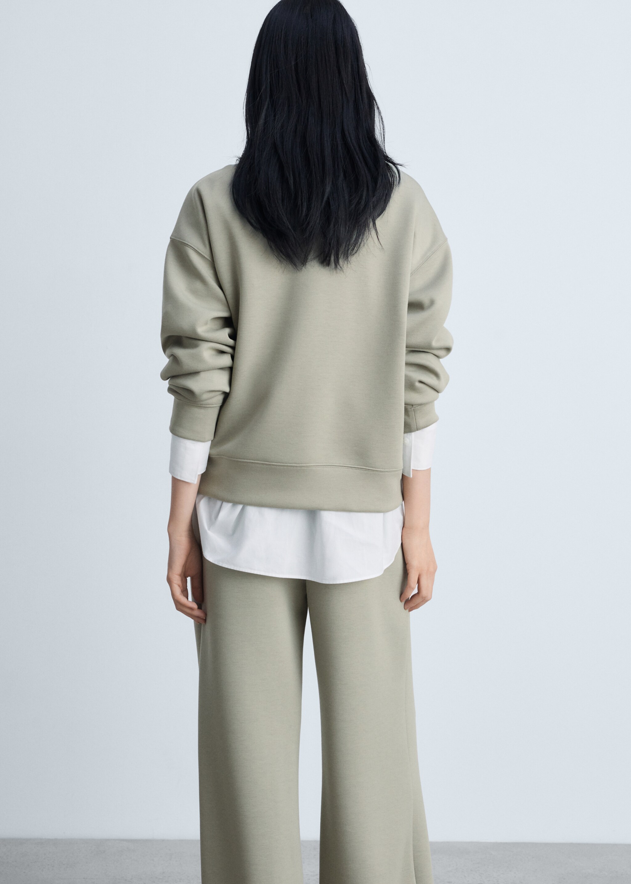 Sweat-shirt maille col zippé - Verso de l’article, Kaki. Ref: 87093286-00.