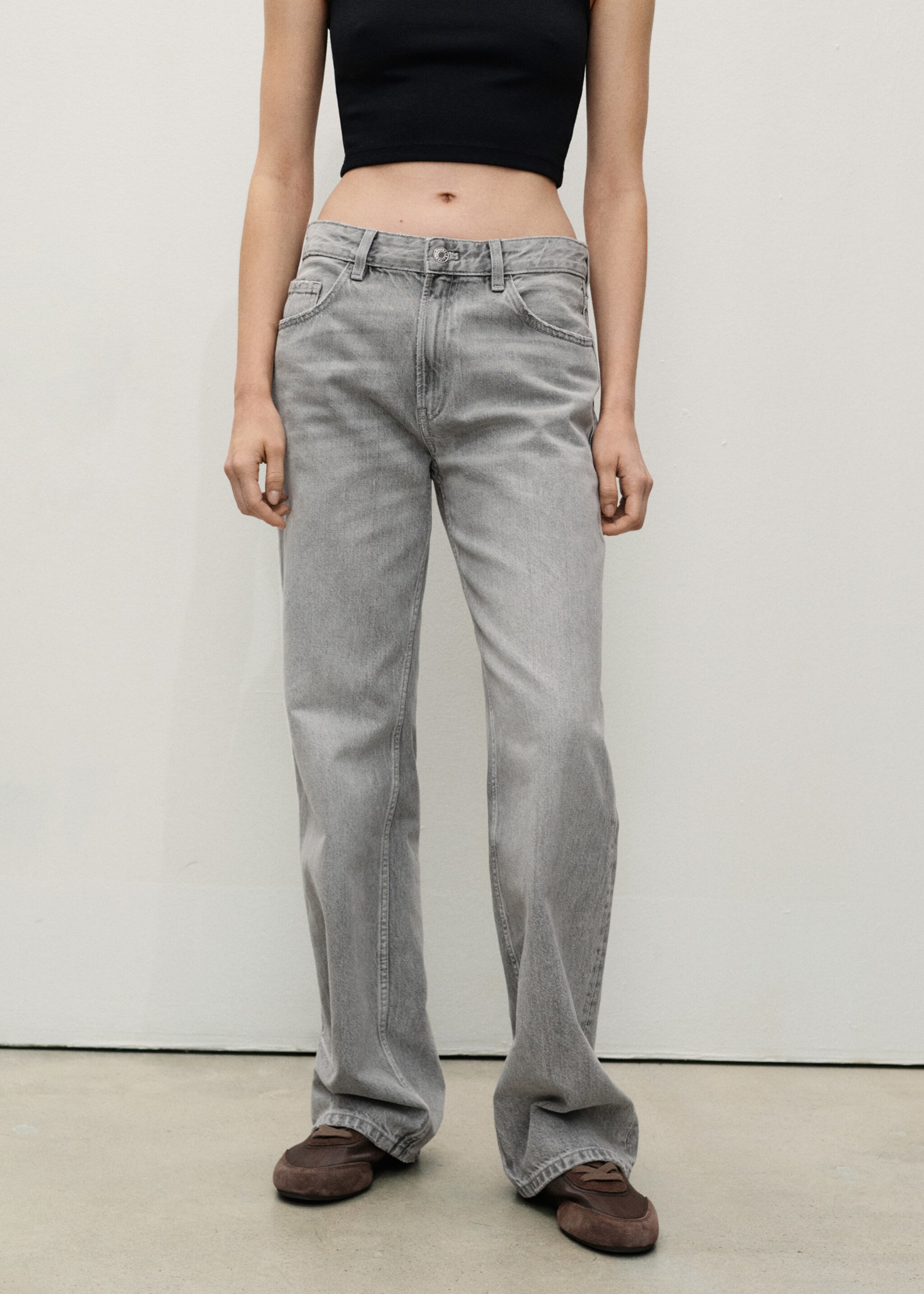 Gerade Jeans Miami mit mittlerer Bundhöhe - Mittlere Ansicht, Denim Grau. Ref: 87093293-00.