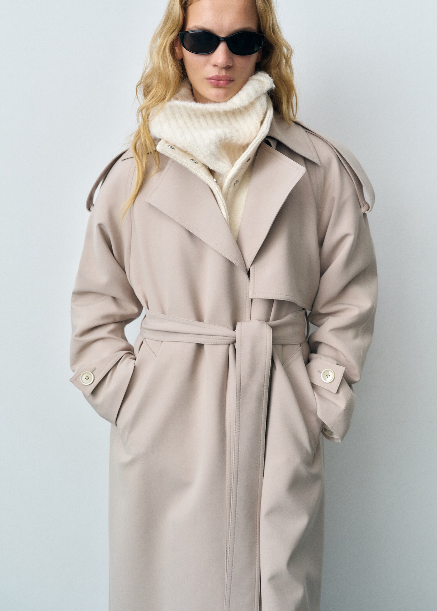 Oversized trench coat with belt - Medium plane