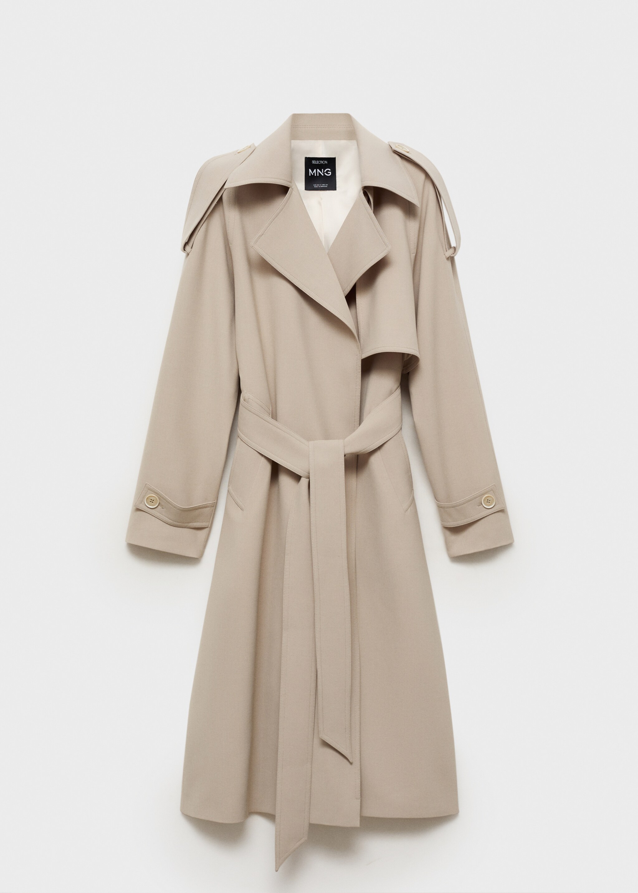 Oversized trench coat with belt - Article without model, Ecru. Ref: 87093294-00.