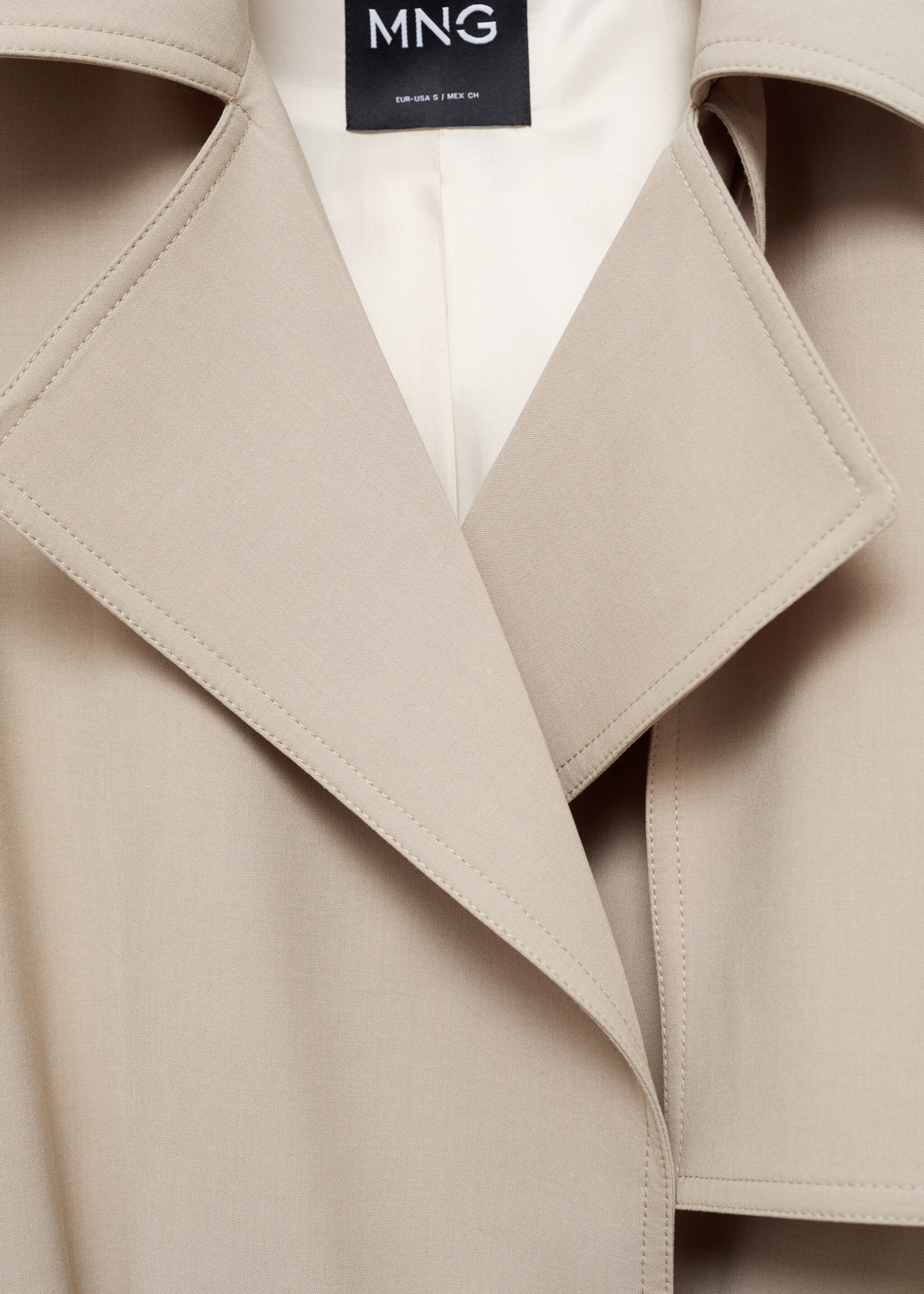 Oversized trench coat with belt - Details of the article 8, Ecru. Ref: 87093294-00.