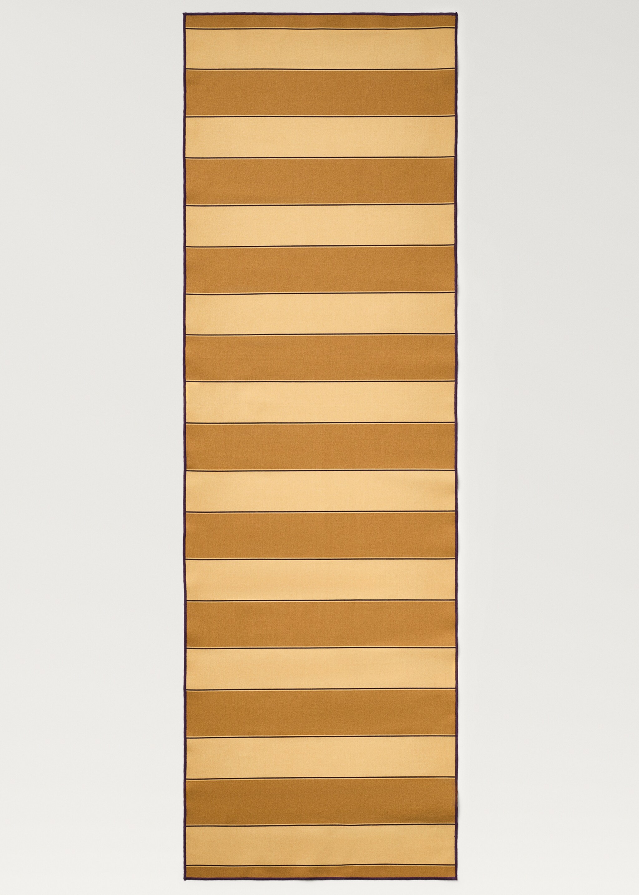 Resin stripe-print cotton table runner - Details of the article 2, Mustard. Ref: 87093296-00.