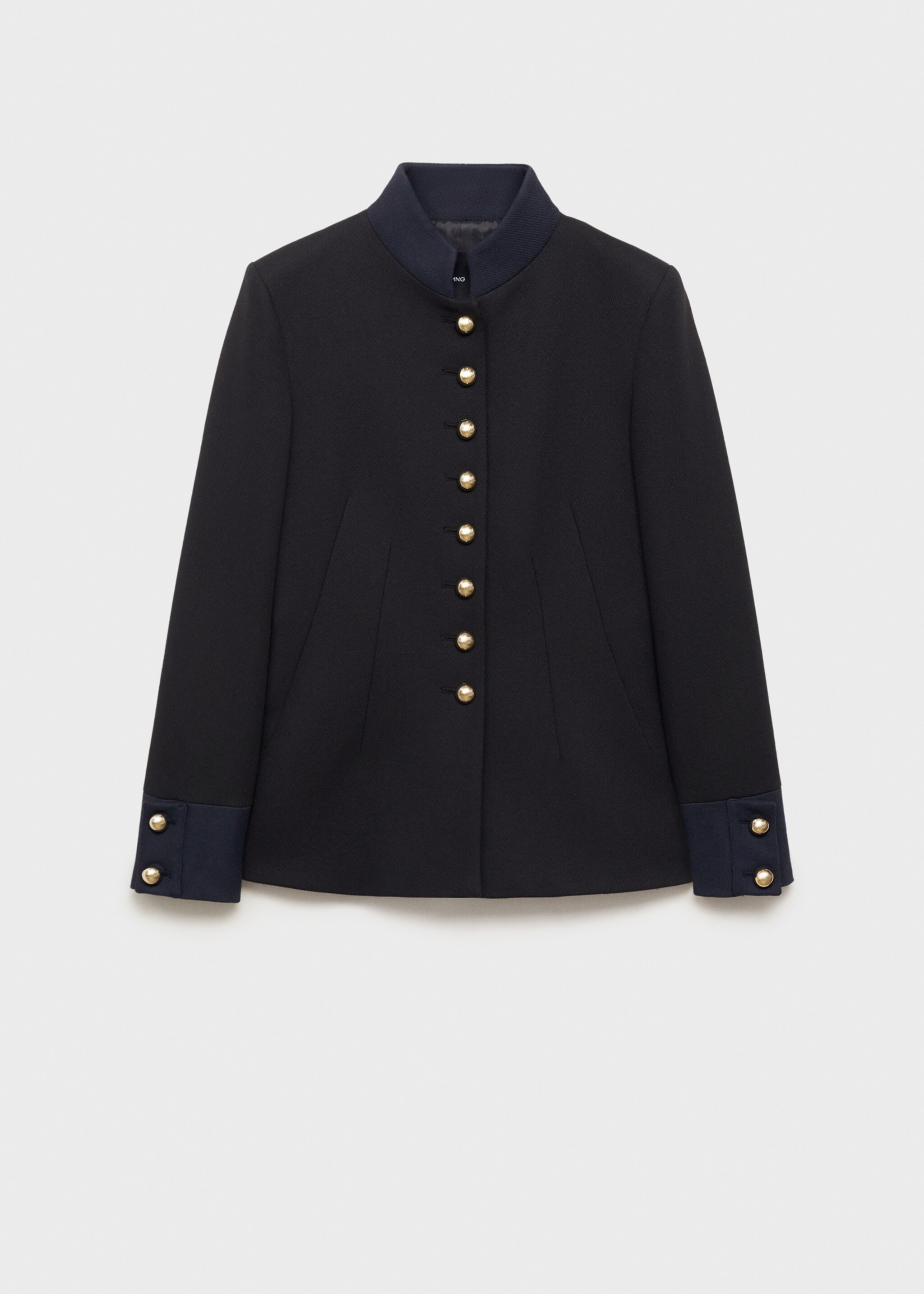 Veste à col officier boutons bijoux - Article sans modèle, Noir. Ref: 87093297-00.