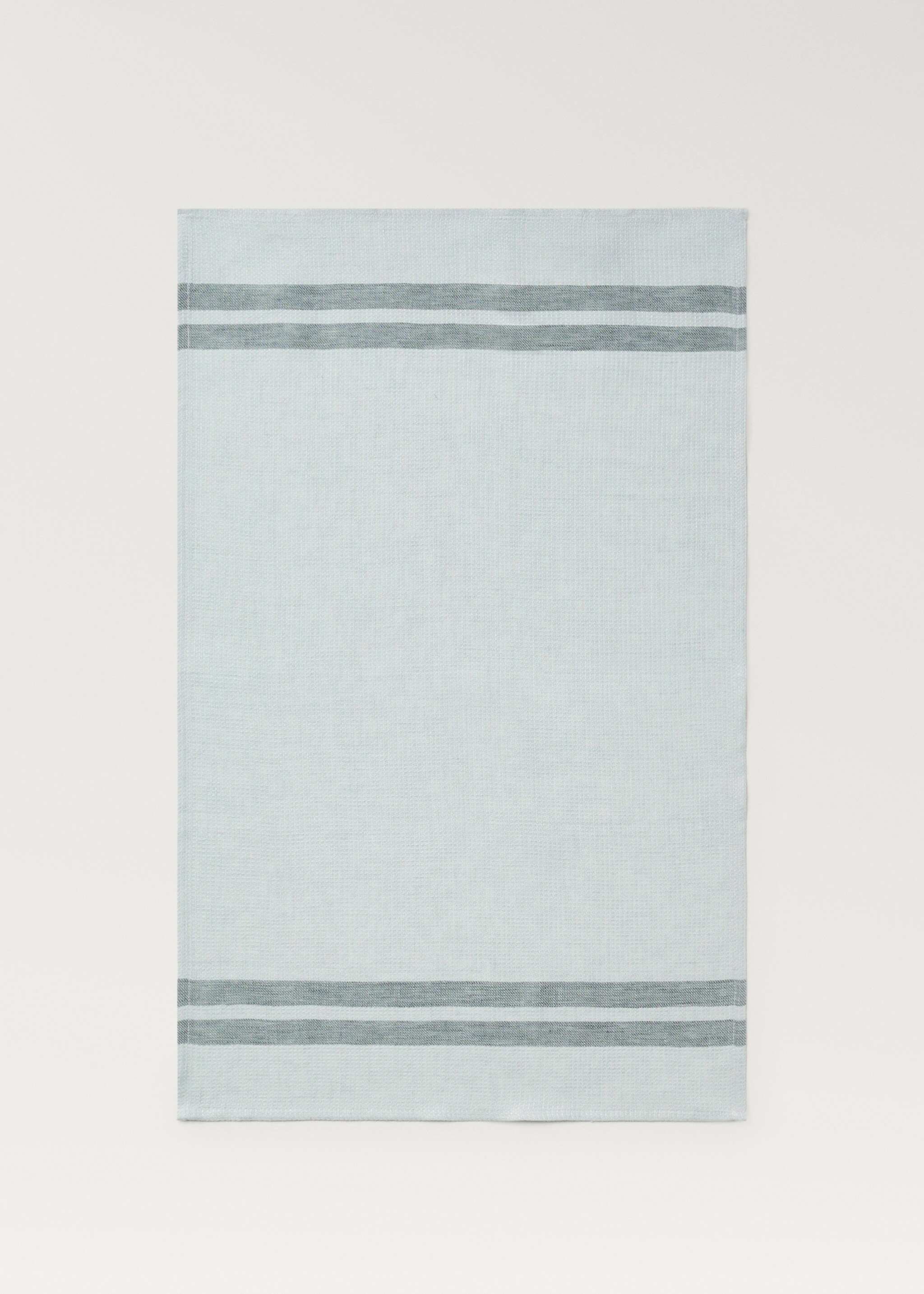 Waffle-linen striped kitchen cloth - Details of the article 1, Mint Green. Ref: 87093308-00.