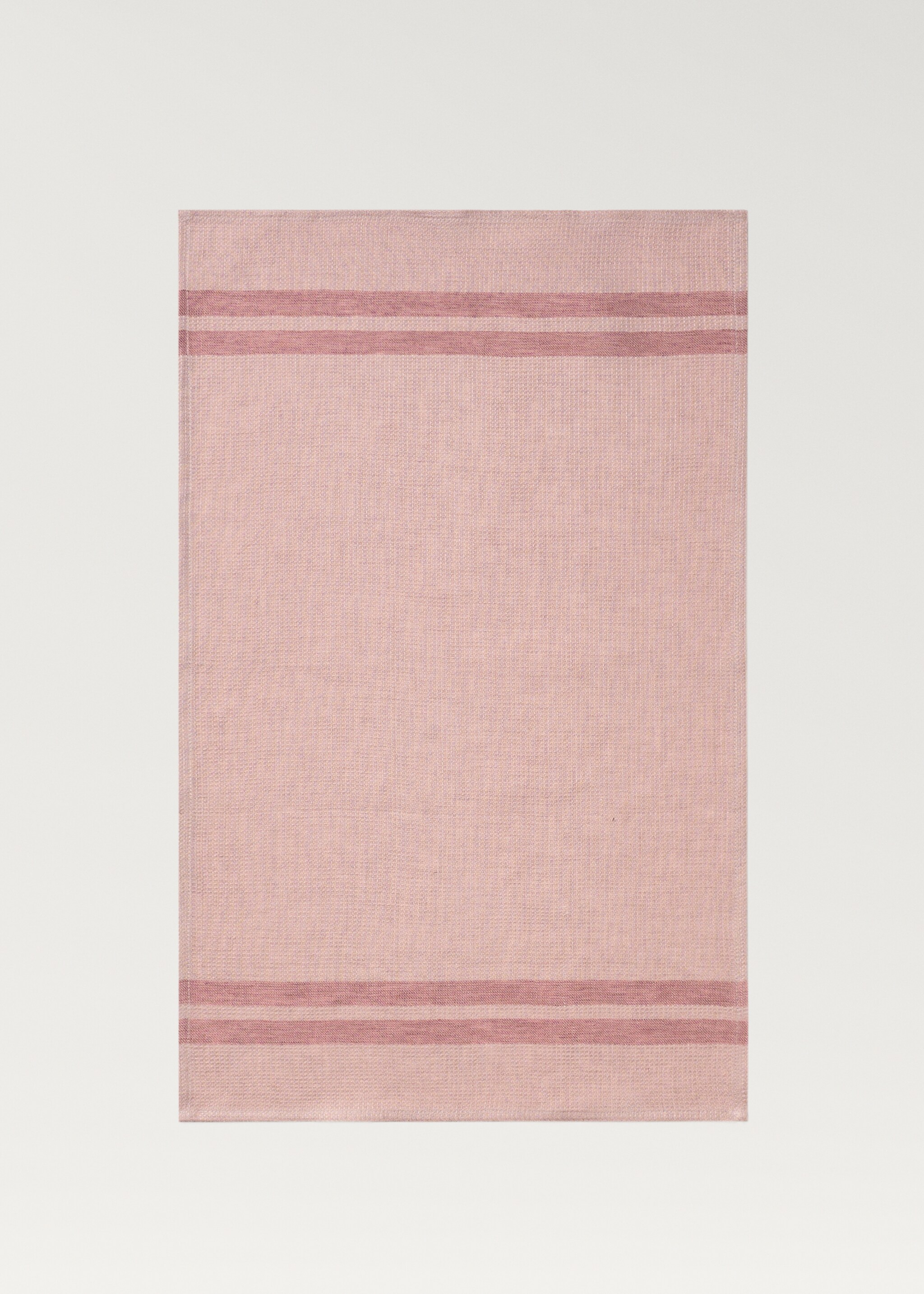 Waffle-linen striped kitchen cloth - Details of the article 1, Pink. Ref: 87093308-00.