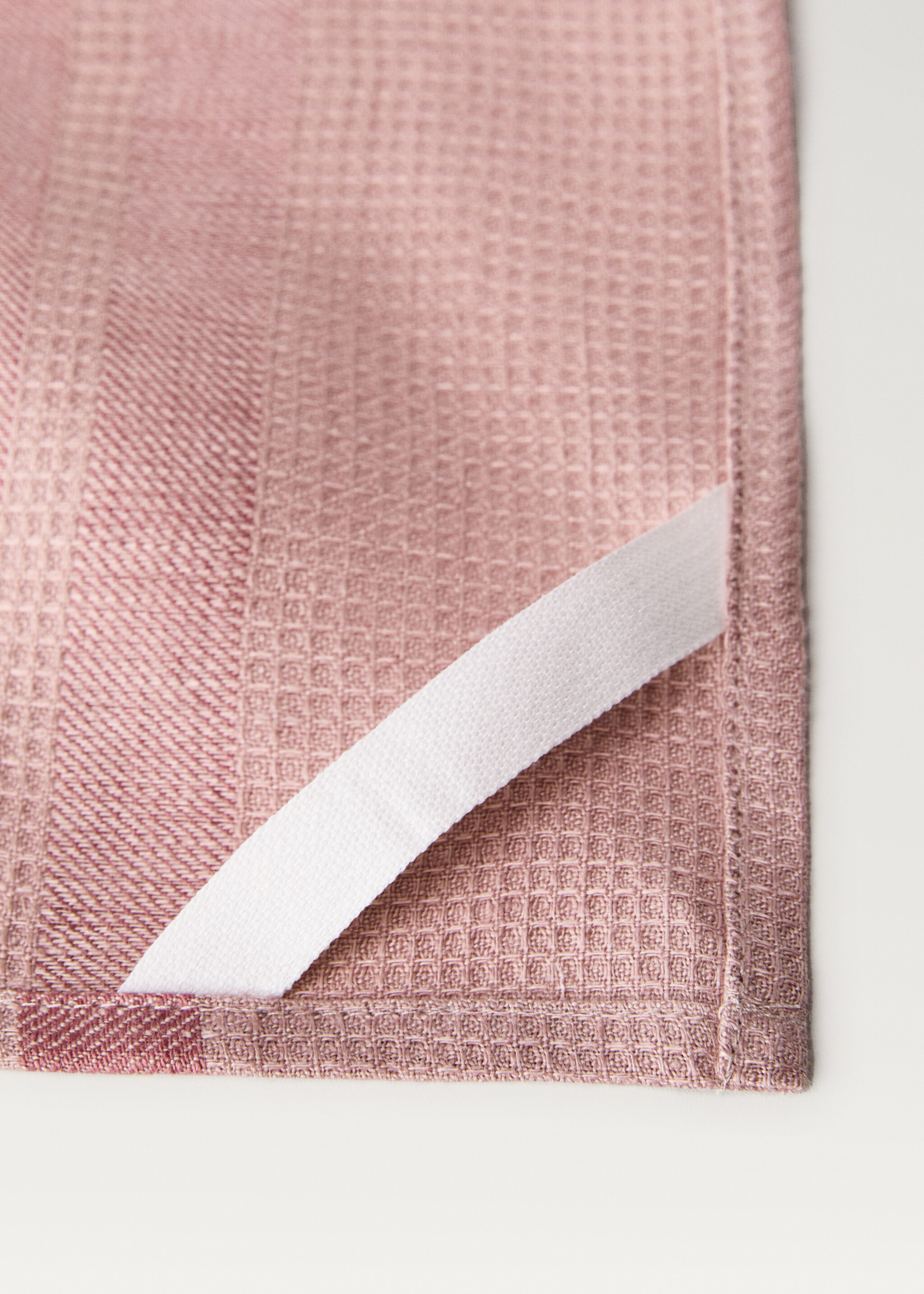 Waffle-linen striped kitchen cloth - Details of the article 2, Pink. Ref: 87093308-00.