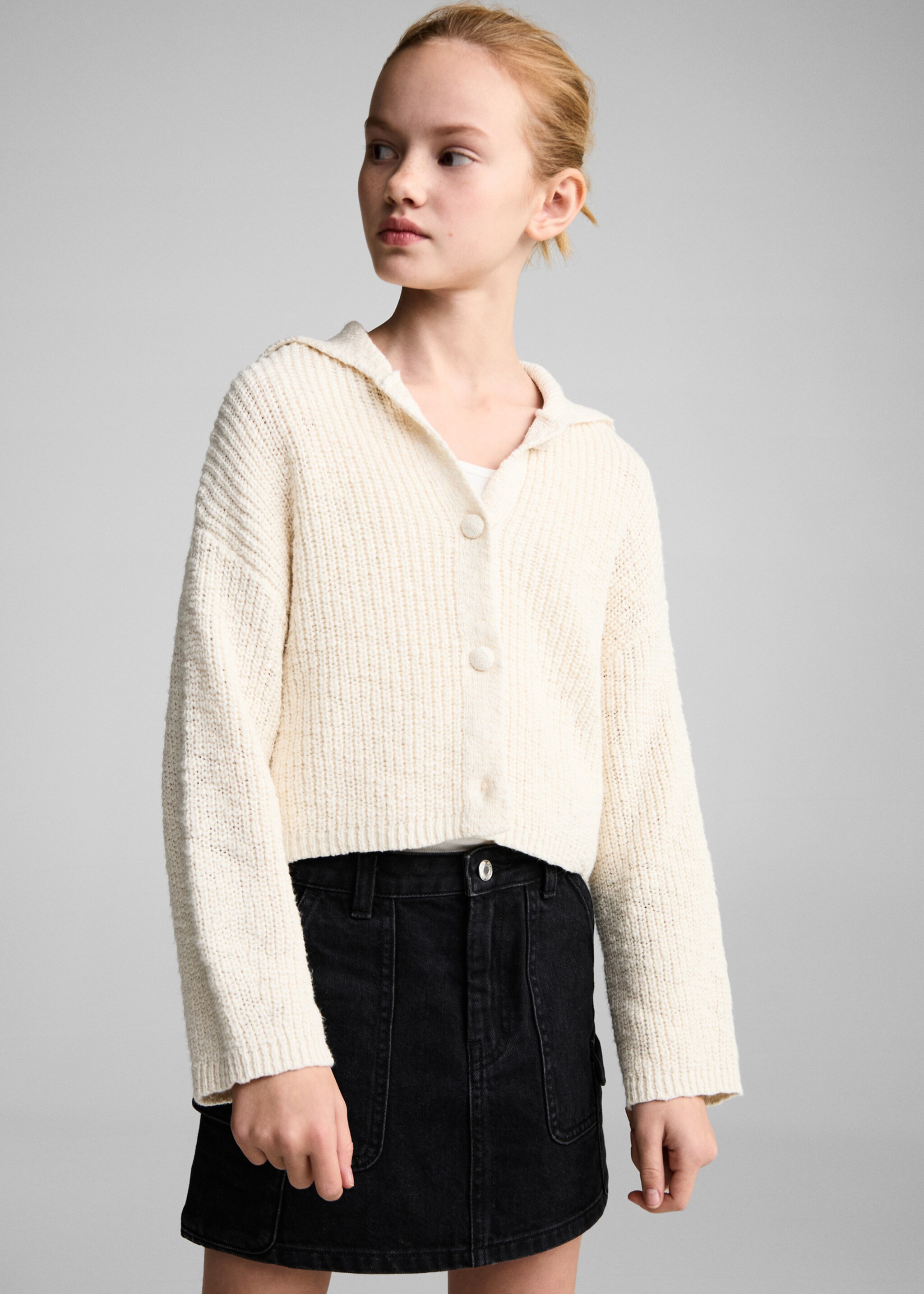 Džínová minisukně - Náhled ve středové rovině, Black denim. Ref: 87093632-00.