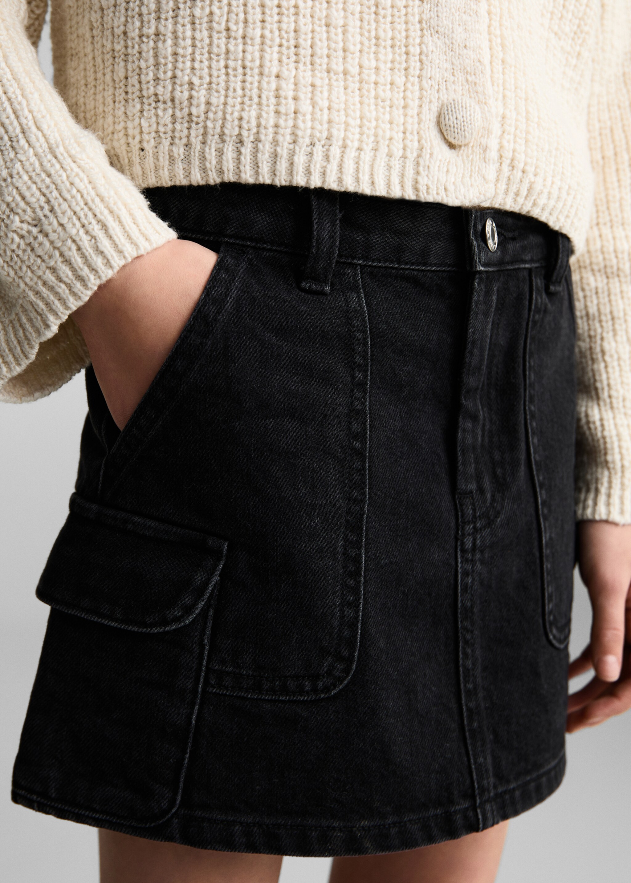 Džínová minisukně - Detail zboží 6, Black denim. Ref: 87093632-00.