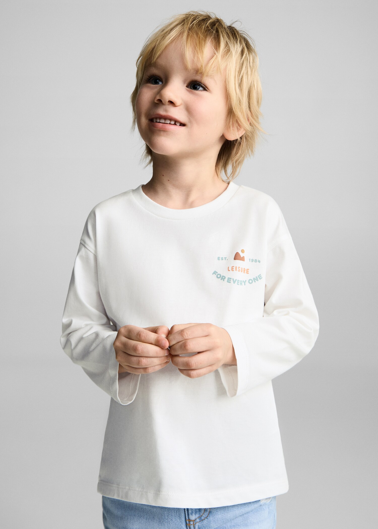 Bedrucktes Baumwoll-T-Shirt - Mittlere Ansicht