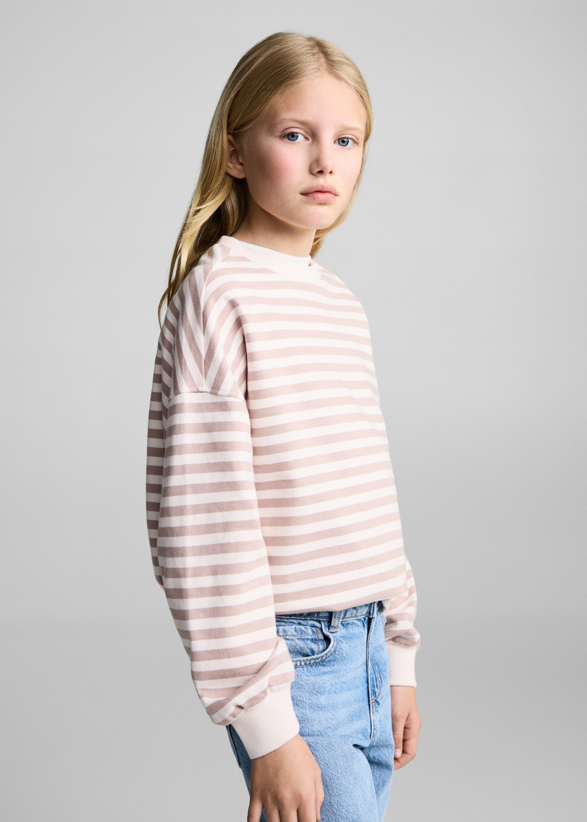 Striped cotton-blend sweatshirt - Medium plane, Pink. Ref: 87093642-00.