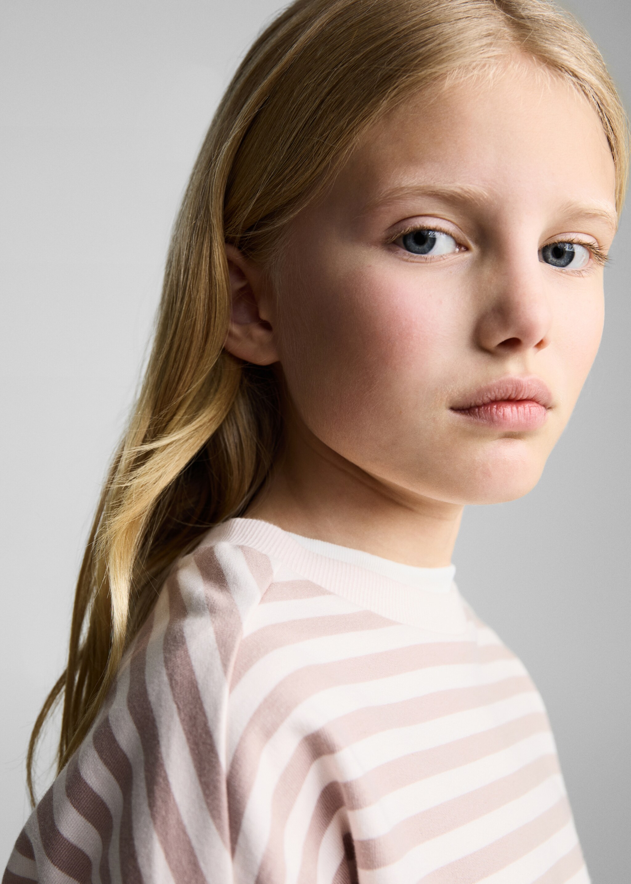 Striped cotton-blend sweatshirt - Details of the article 1, Pink. Ref: 87093642-00.