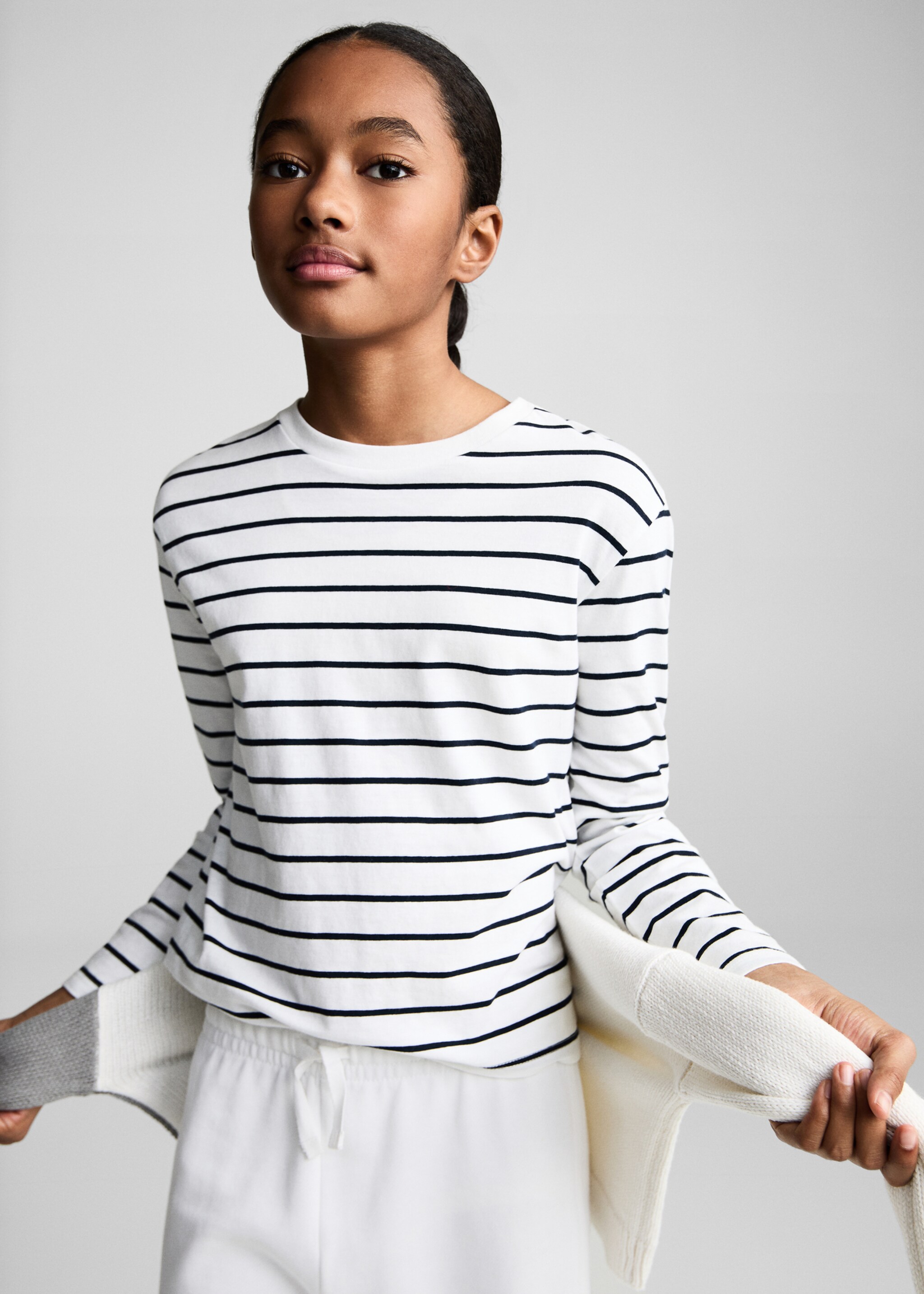 Knit jogger-style trousers - Medium plane, Off White. Ref: 87093645-00.