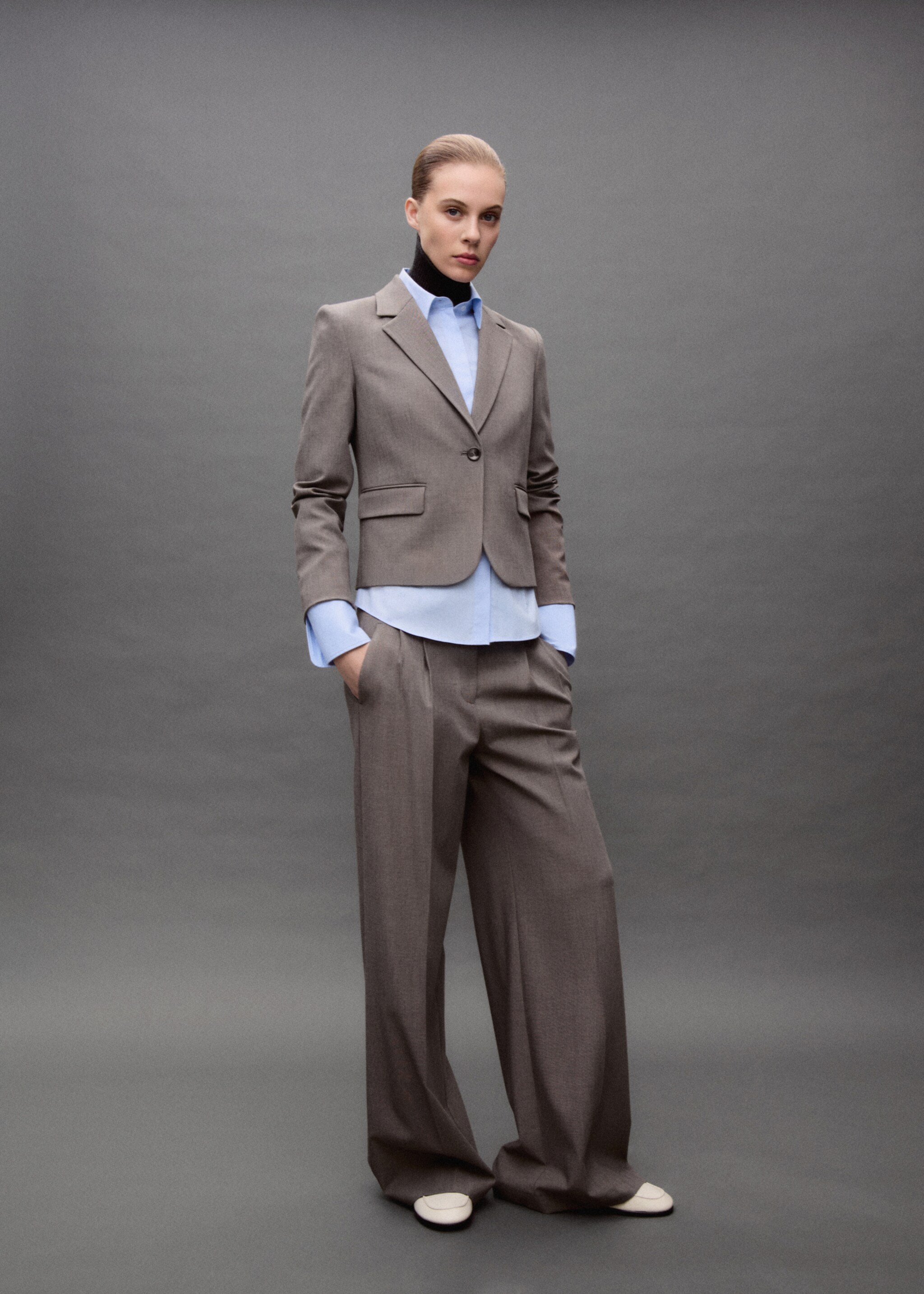 Wide leg suit trousers - Details of the article 6, Brown. Ref: 87093651-00.