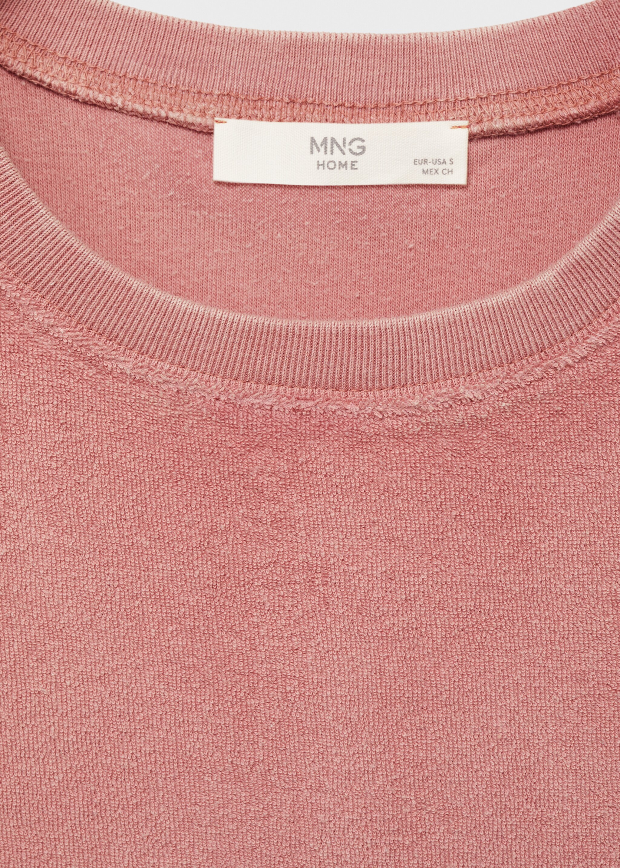 Chemise de nuit en coton bouclette overdyed - Détail de l'article 8, Rose. Ref: 87093652-00.