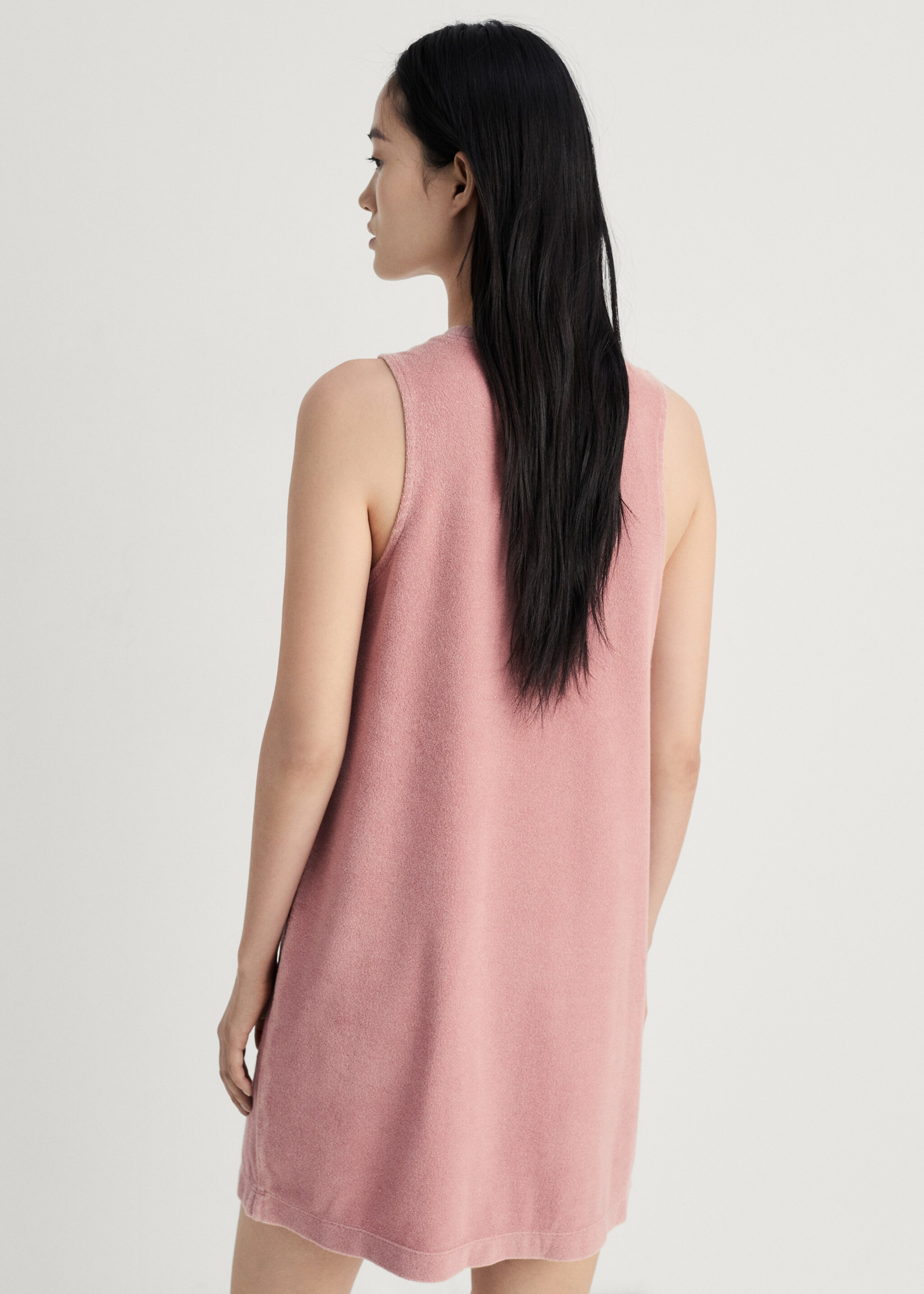 Chemise de nuit en coton bouclette overdyed - Verso de l’article, Rose. Ref: 87093652-00.