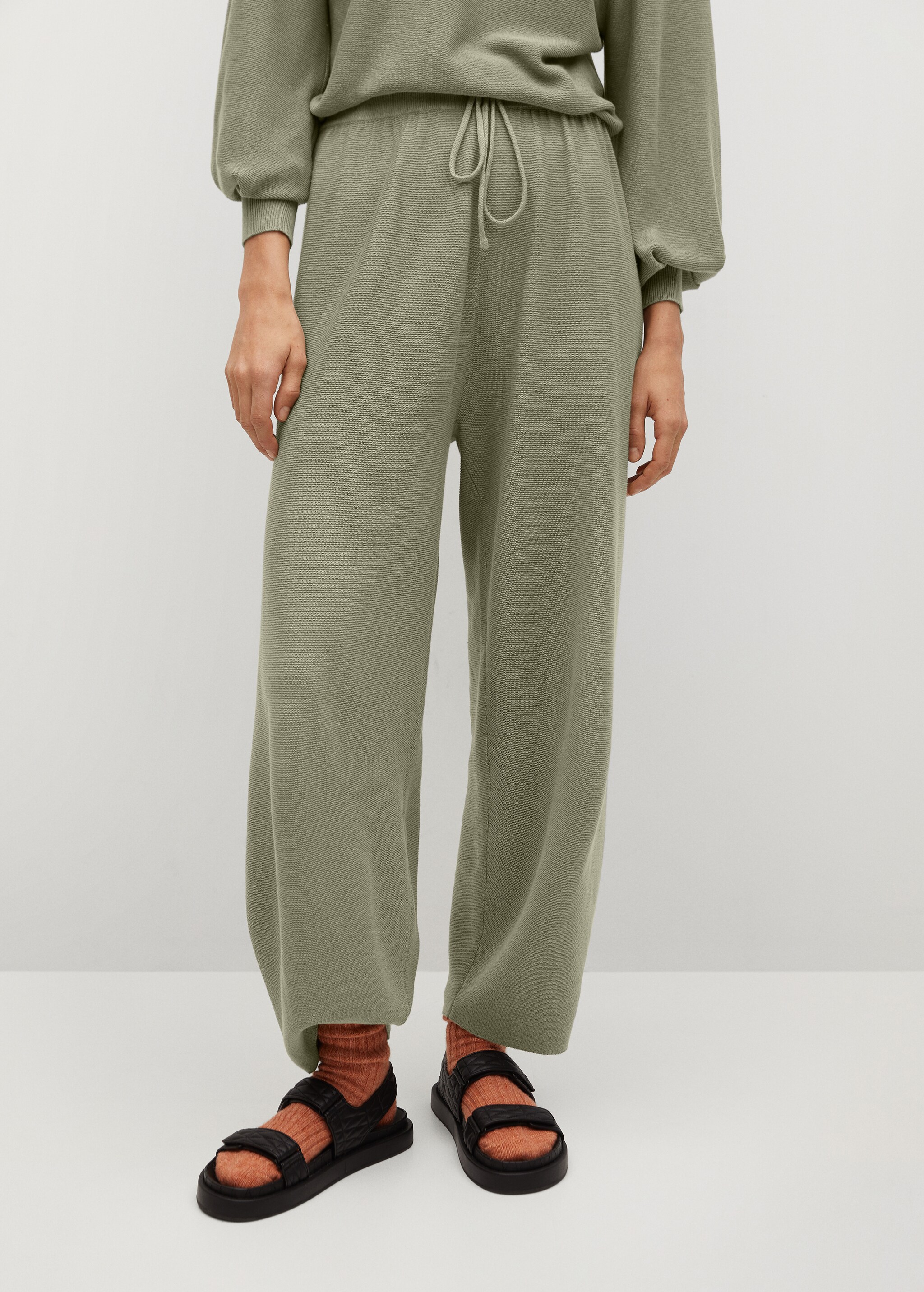 Elastic waist cotton pants - Medium plane