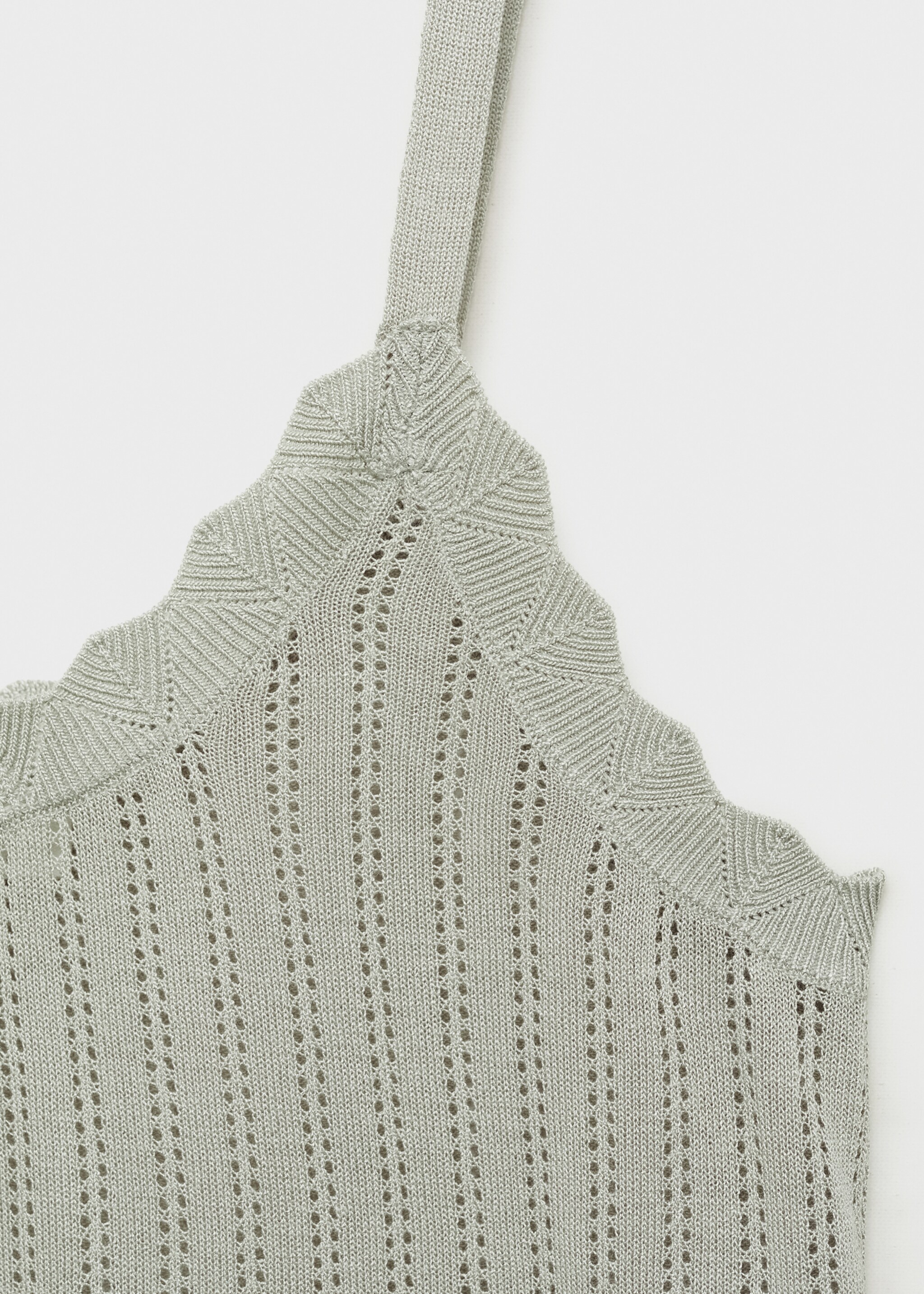 Pyjama top with pointelle detail - Details of the article 8, Aqua Green. Ref: 87094065-00.