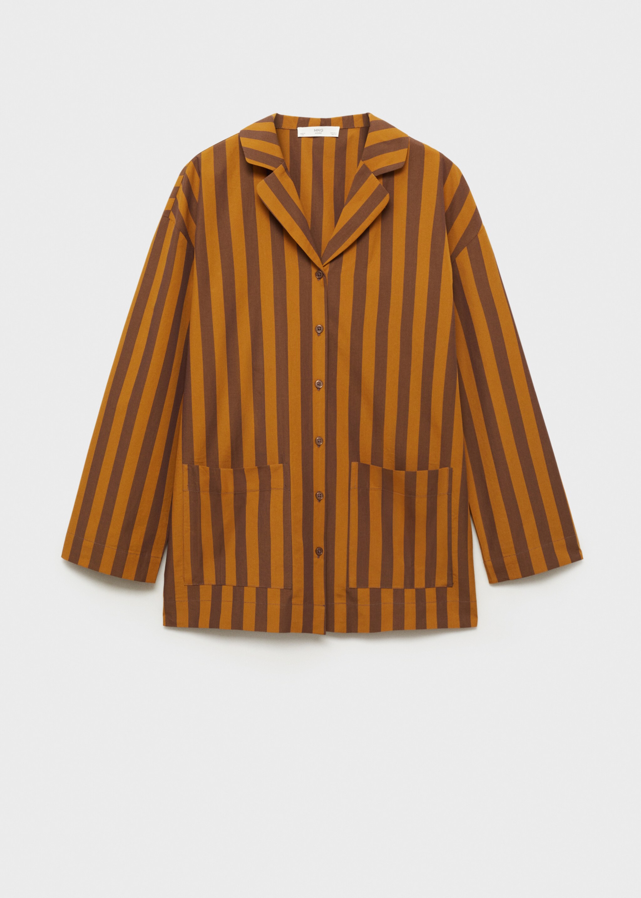 Two-tone woven striped long shirt - Article without model, Brown. Ref: 87094066-00.