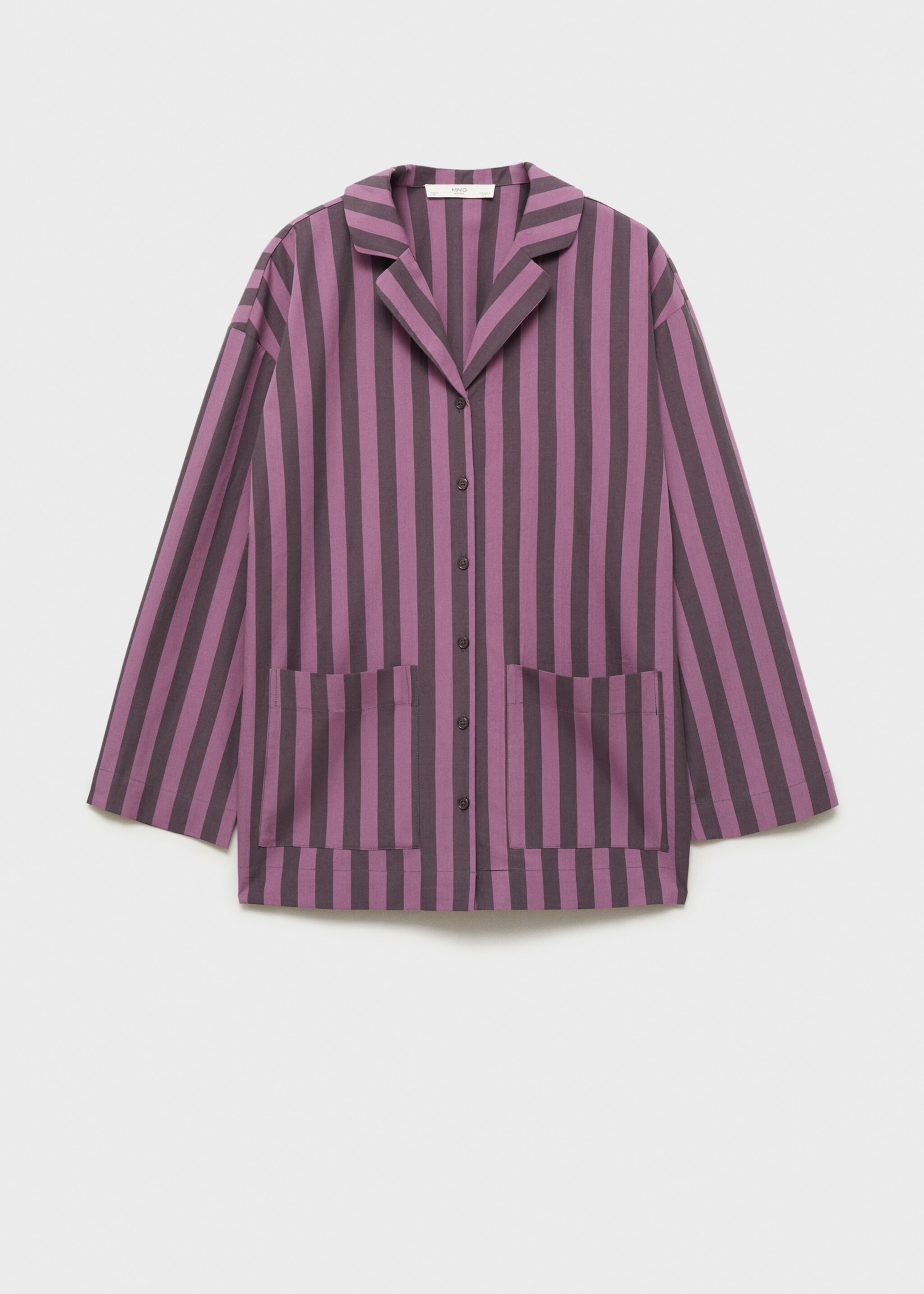 Two-tone woven striped long shirt - Article without model, Plum. Ref: 87094066-00.