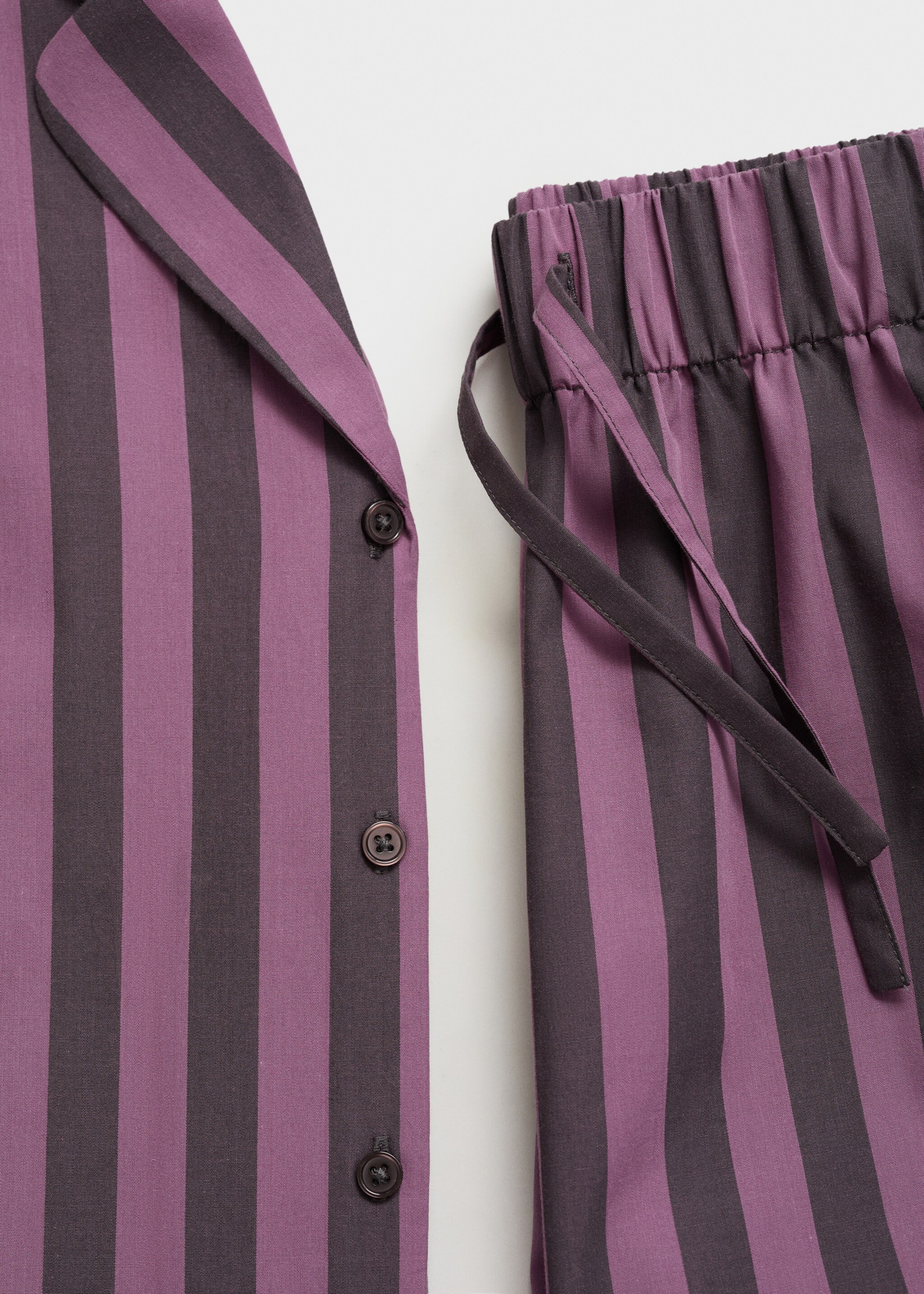 Two-tone woven striped long shirt - Details of the article 0, Plum. Ref: 87094066-00.
