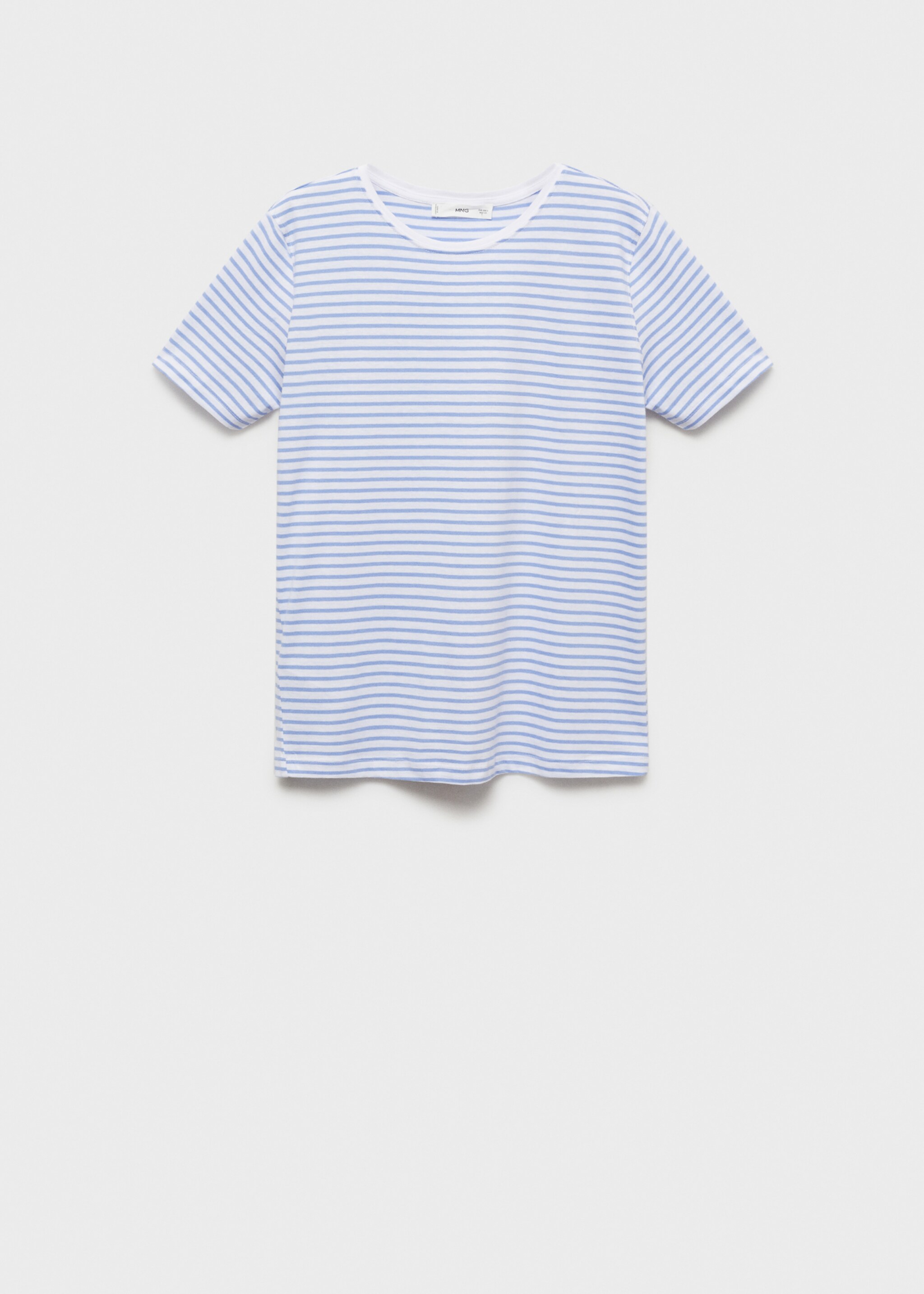 Striped short-sleeved t-shirt - Article without model, Sky Blue. Ref: 87094073-00.
