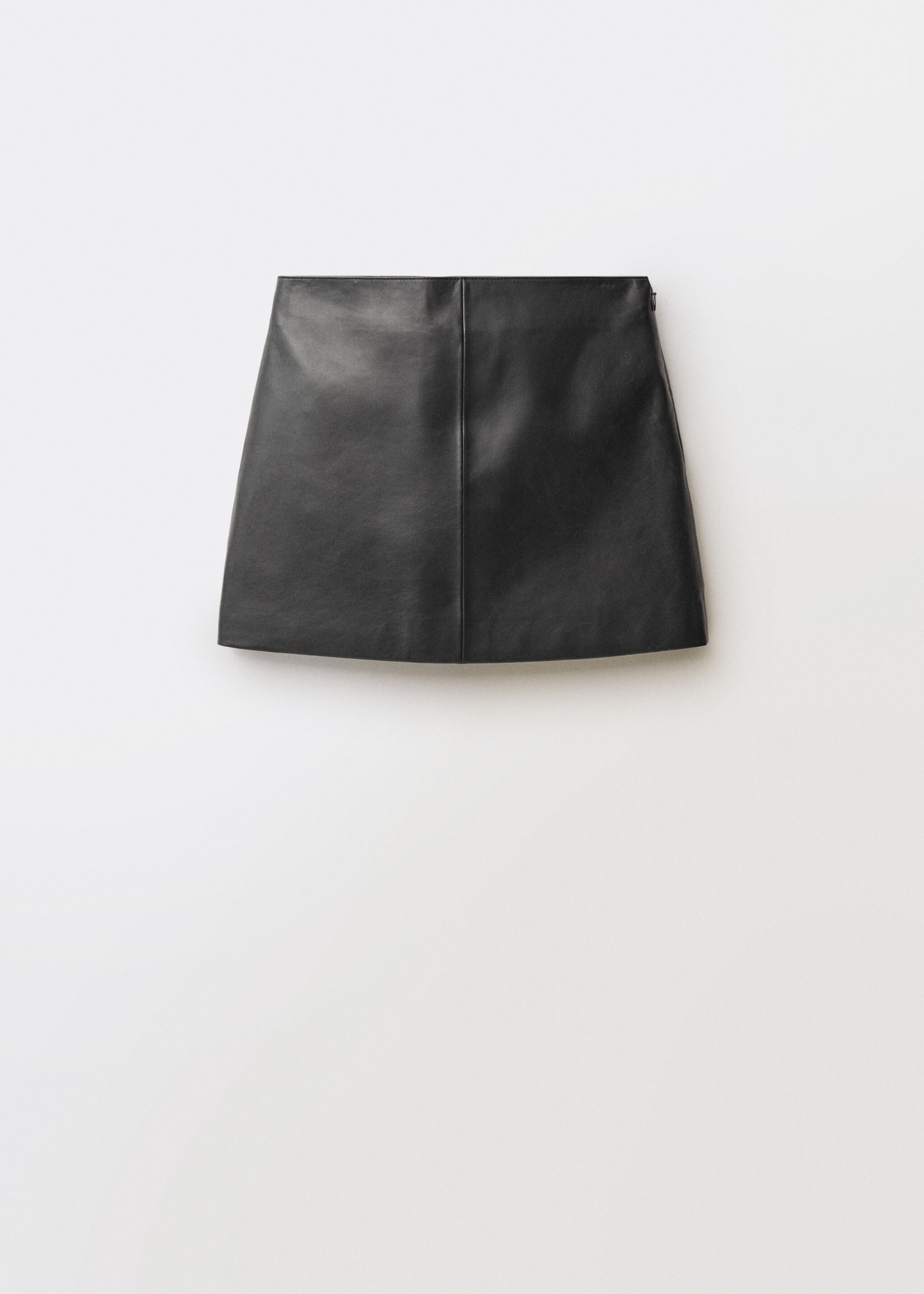Leather skirt with stitching detail - Article without model, Black. Ref: 87094075-00.