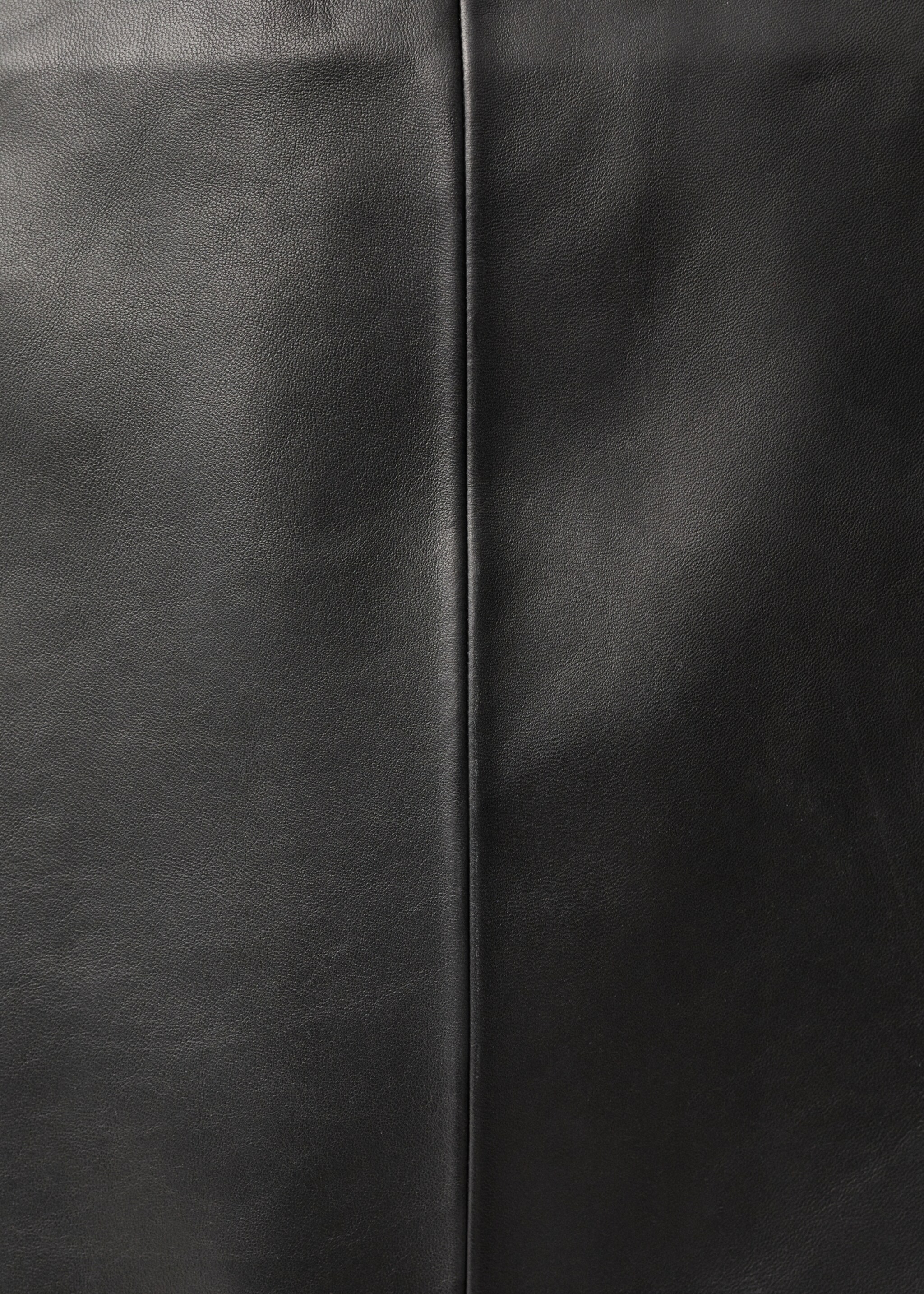 Leather skirt with stitching detail - Details of the article 8, Black. Ref: 87094075-00.