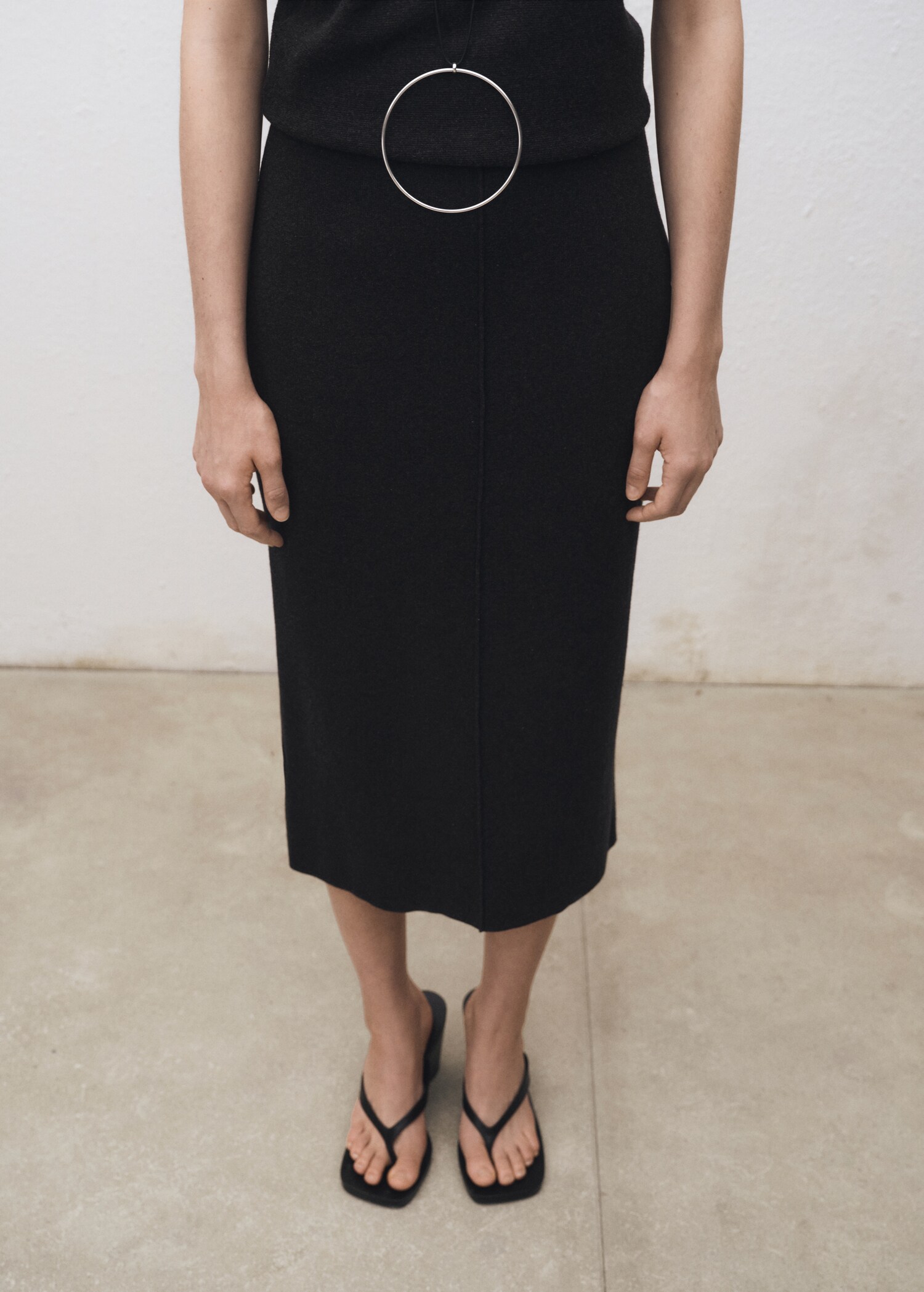 Wool-blend midi-skirt - Medium plane