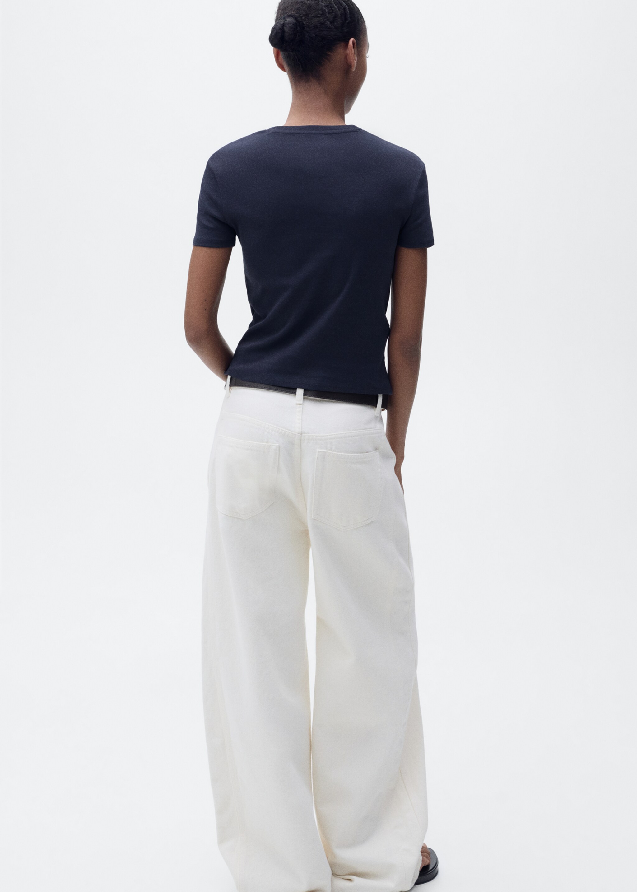 Fitted cotton t-shirt - Reverse of the article, Night Blue. Ref: 87094088-00.