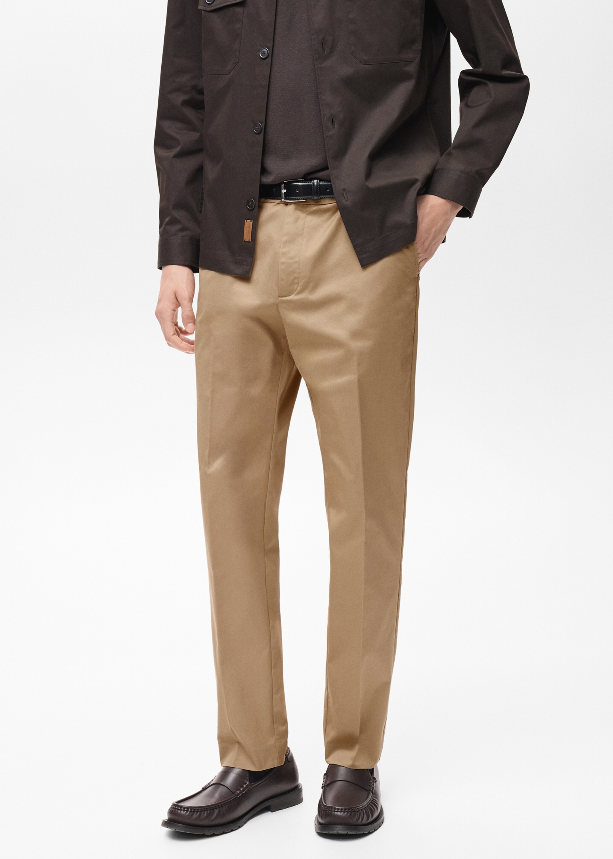 Pantalon Dublino chino slim-fit - Plan moyen, Marron moyen. Ref: 87094387-00.