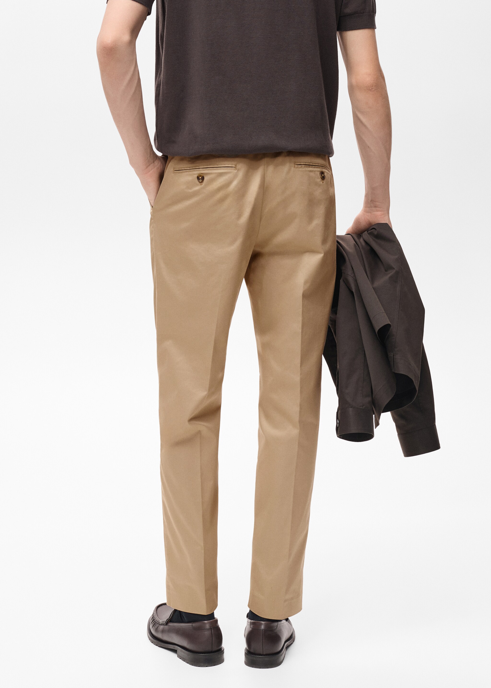 Pantalon Dublino chino slim-fit - Verso de l’article, Marron moyen. Ref: 87094387-00.