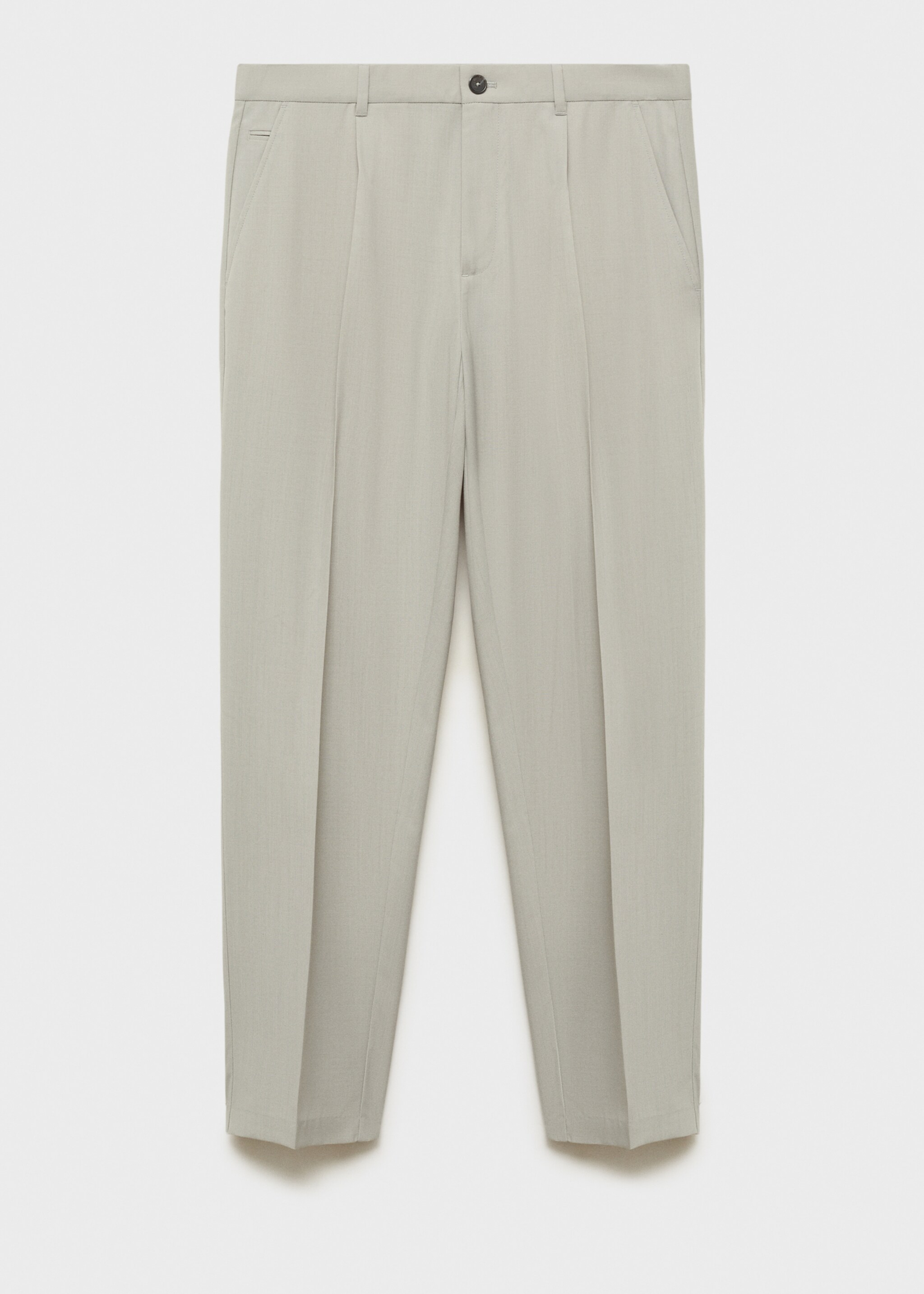 Slim-fit pleated cool wool trousers - Article without model, Ice Grey. Ref: 87094388-00.