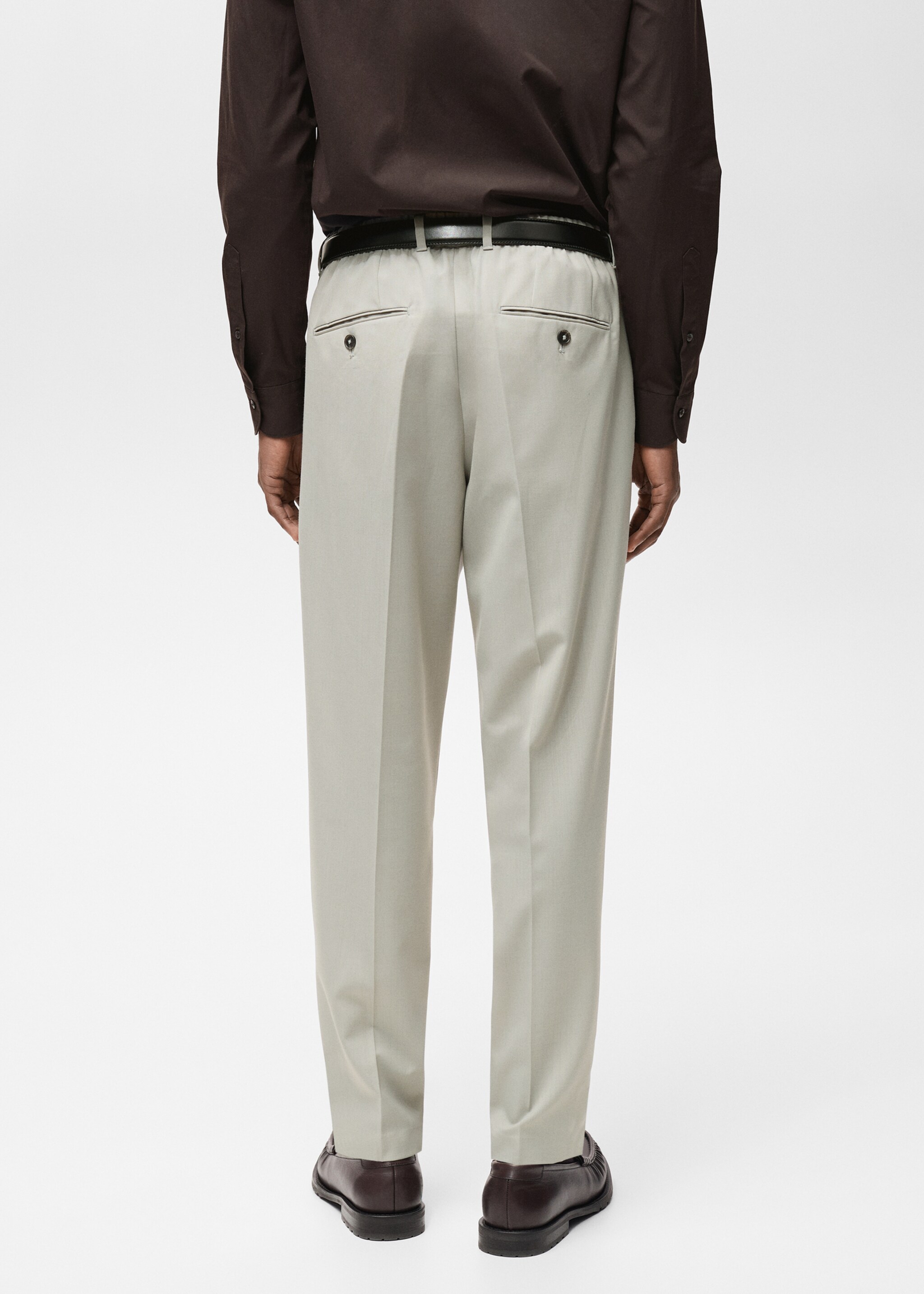 Slim-fit pleated cool wool trousers - Reverse of the article, Ice Grey. Ref: 87094388-00.