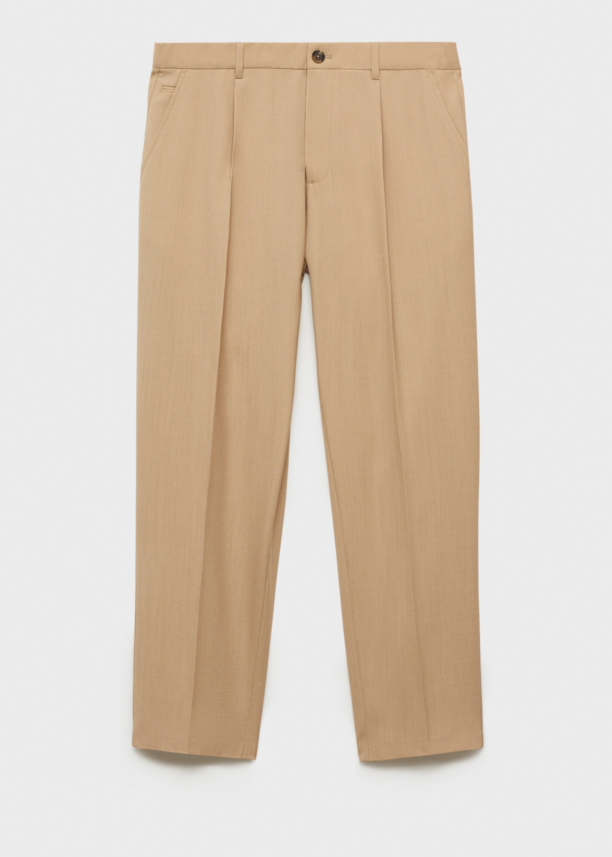 Slim-fit pleated cool wool trousers - Article without model, Medium Brown. Ref: 87094388-00.