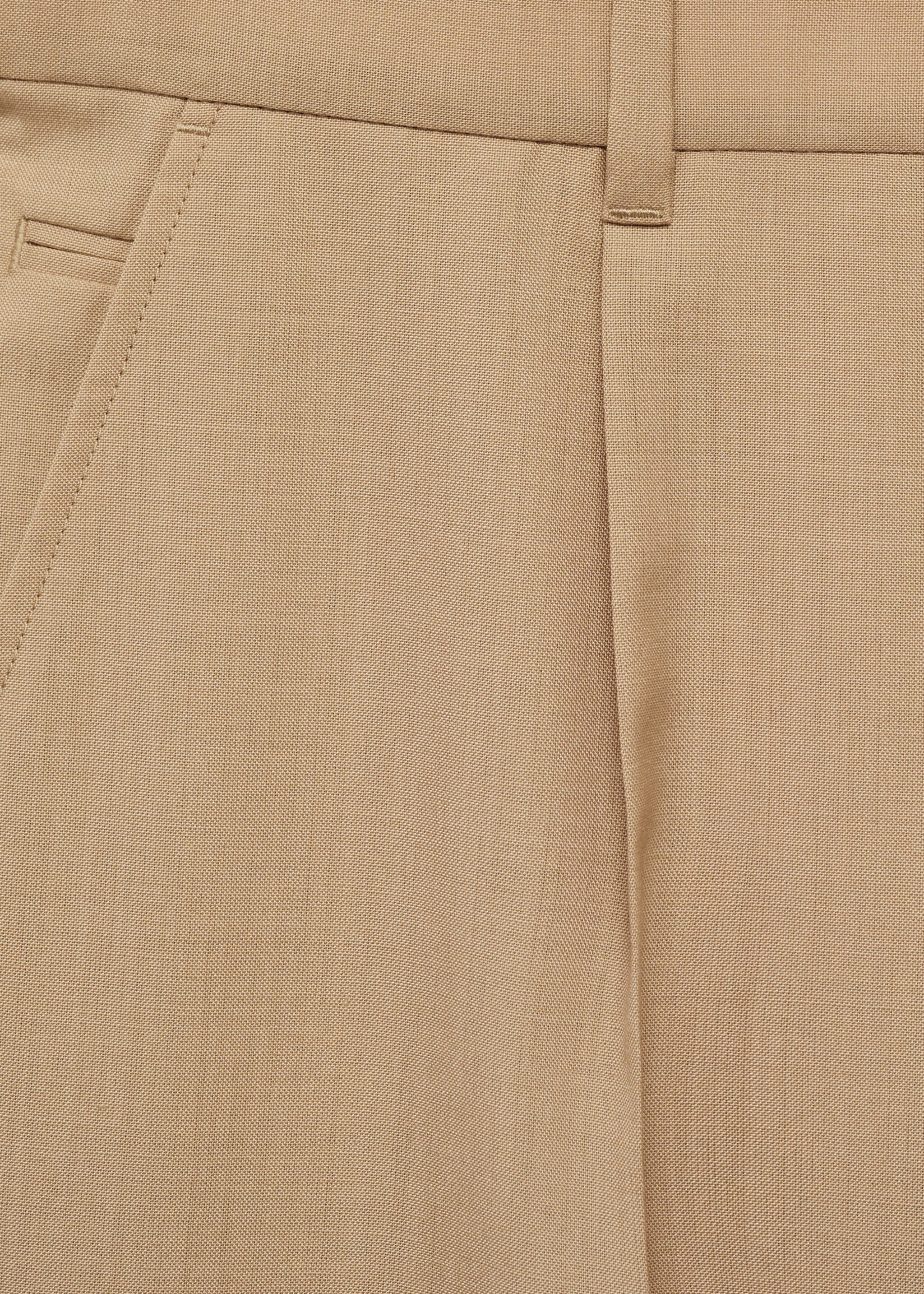 Slim-fit pleated cool wool trousers - Details of the article 0, Medium Brown. Ref: 87094388-00.