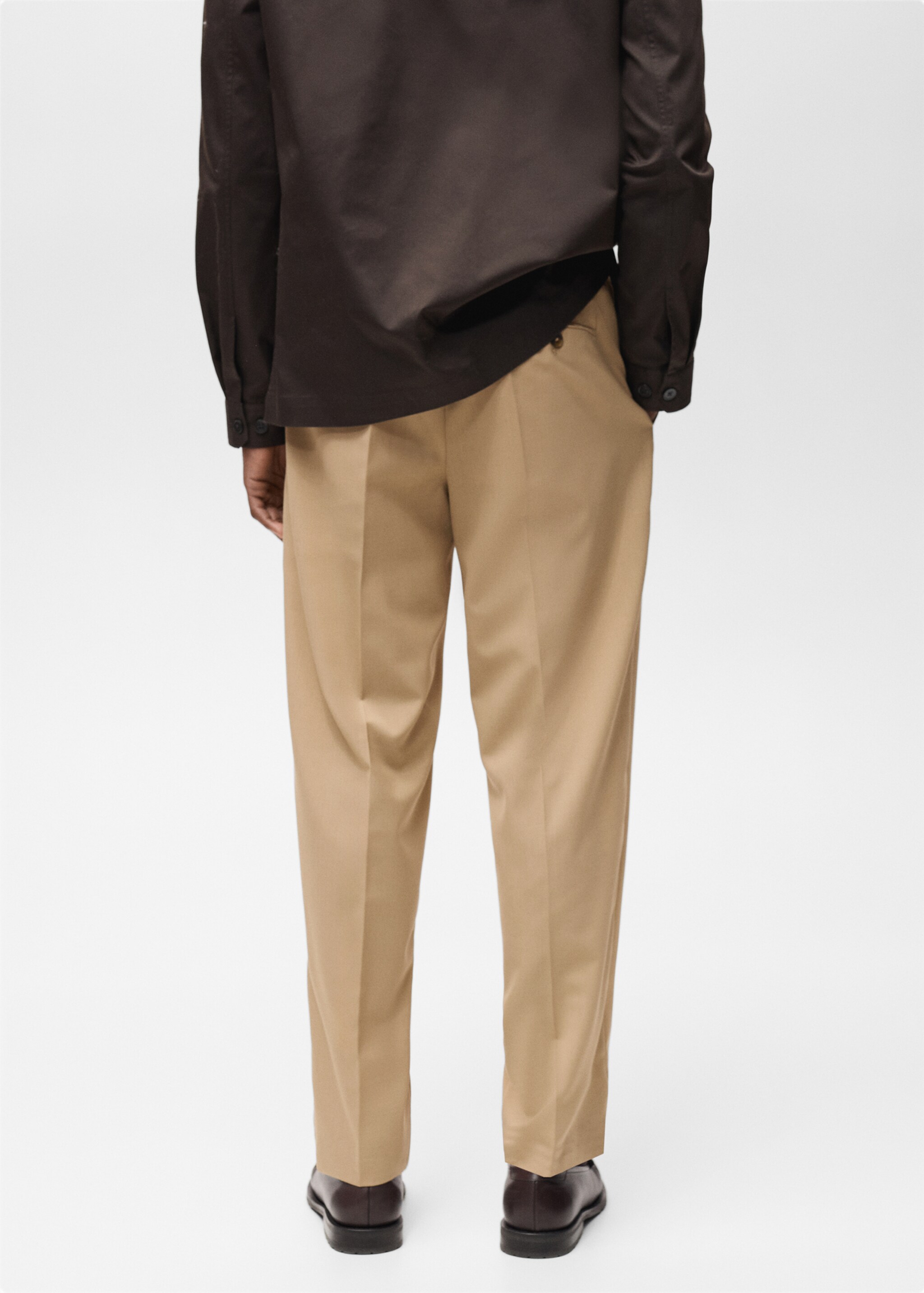 Slim-fit pleated cool wool trousers - Reverse of the article, Medium Brown. Ref: 87094388-00.